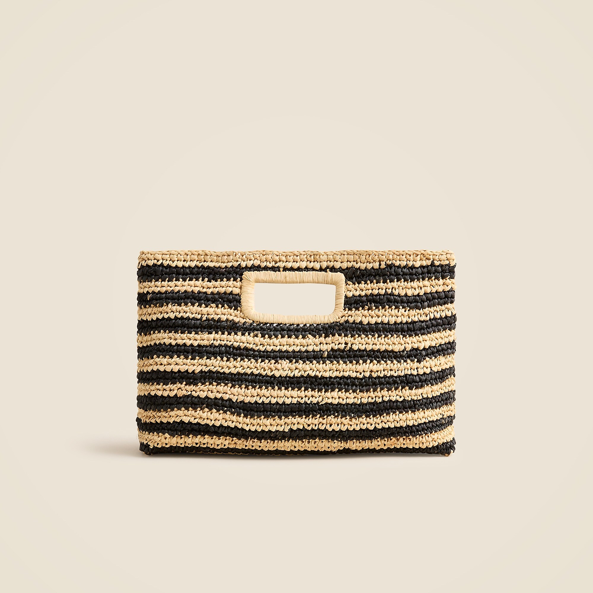 Handknotted raffia rectangular clutch