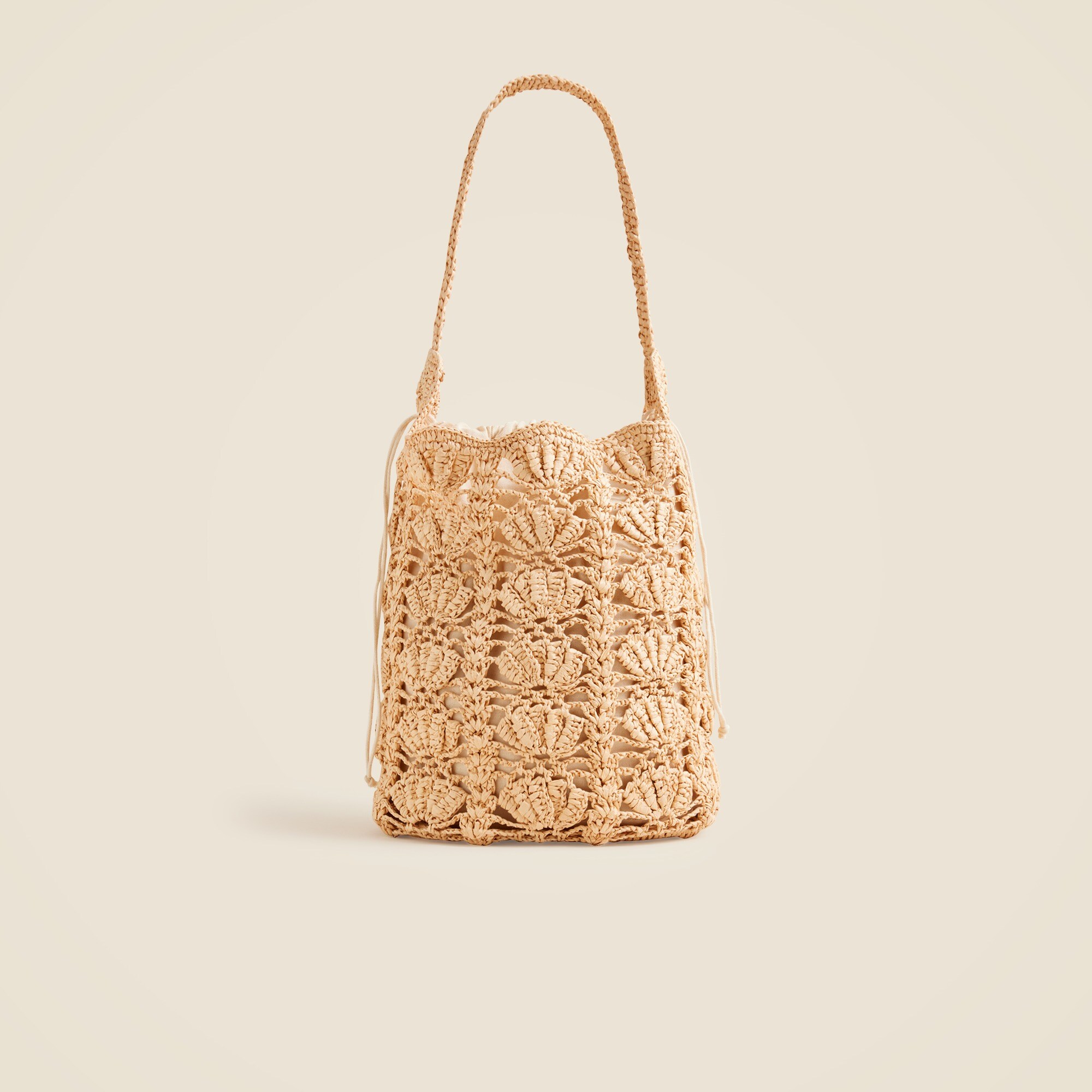 Handknotted faux-raffia bucket bag