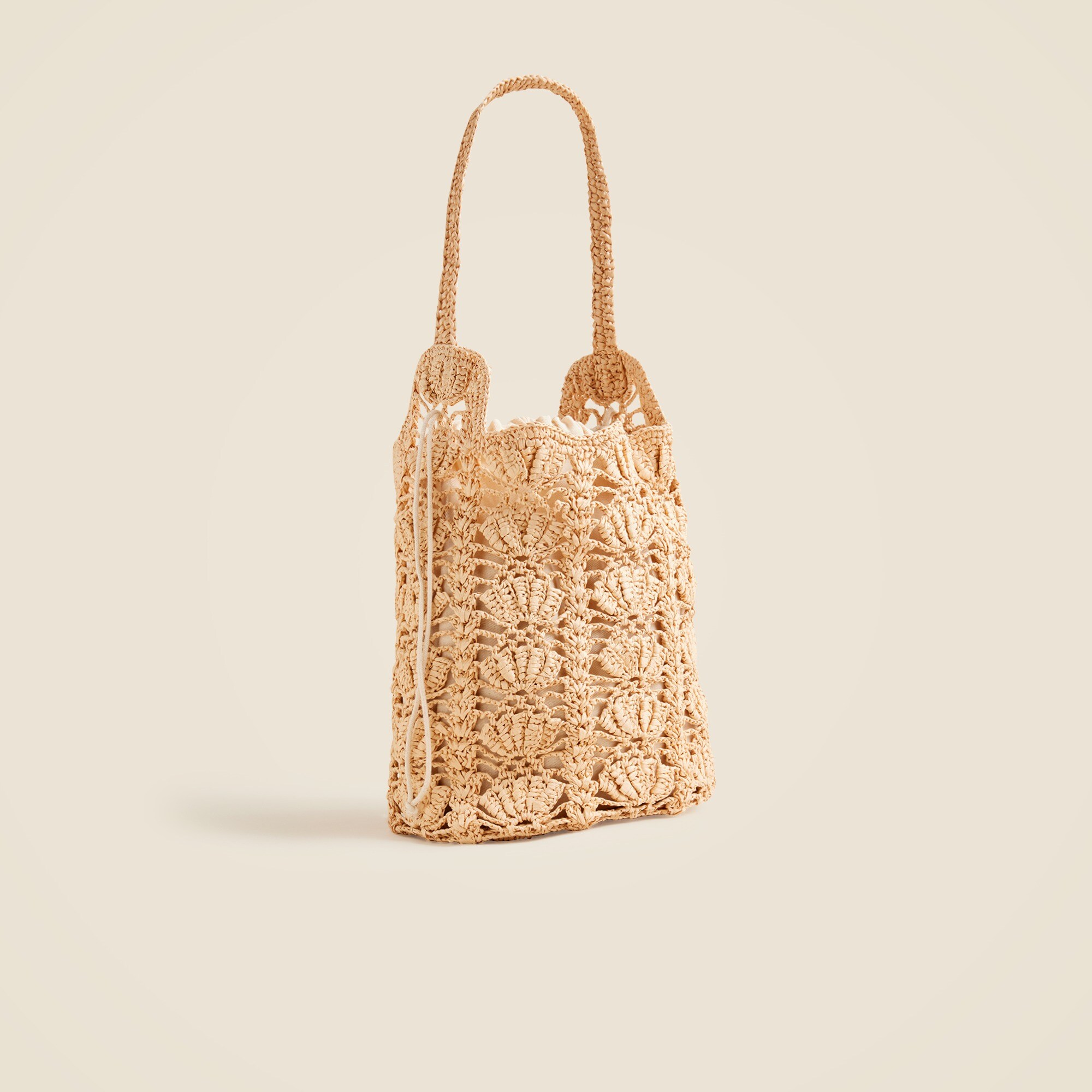 Handknotted faux-raffia bucket bag