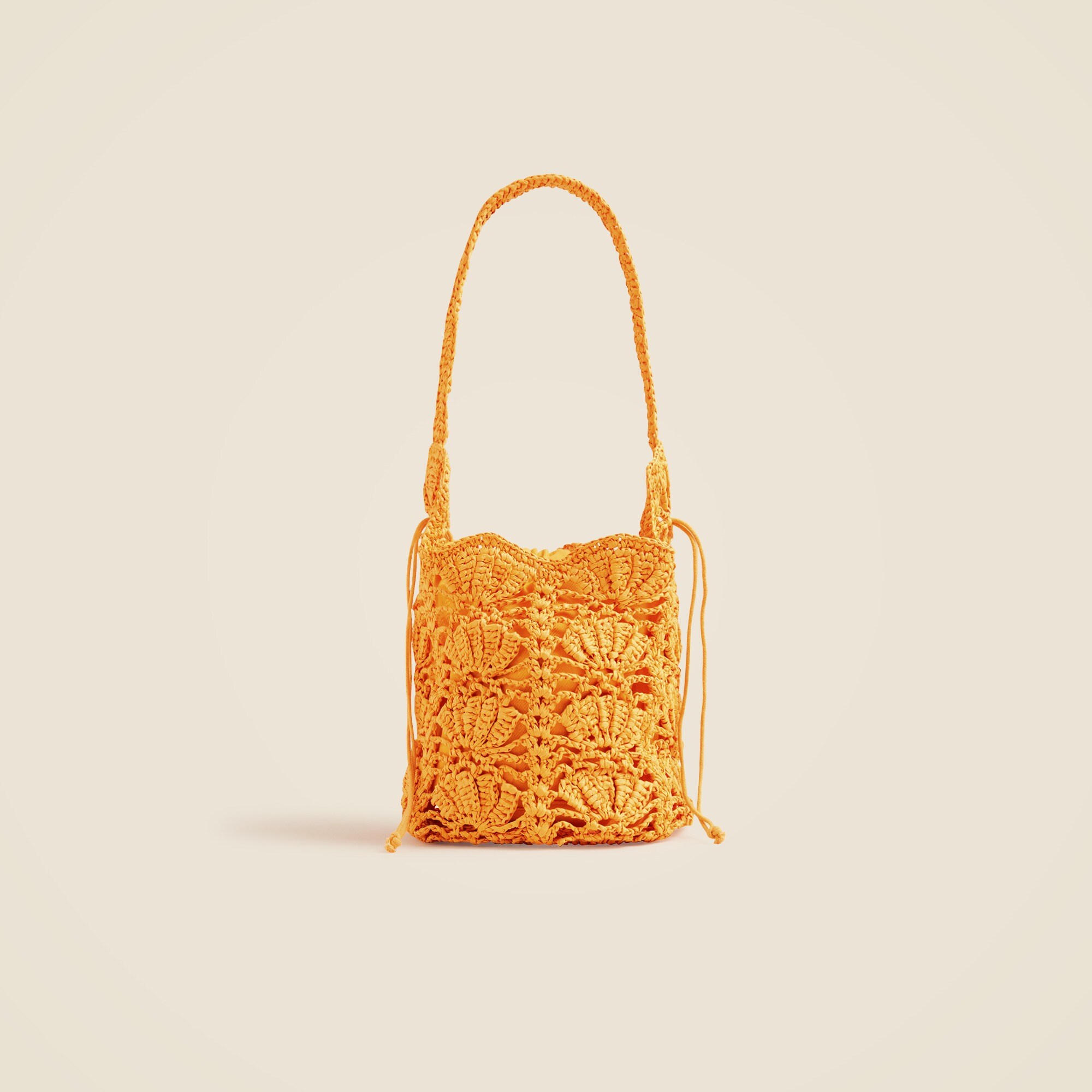 Small handknotted faux-raffia bucket bag