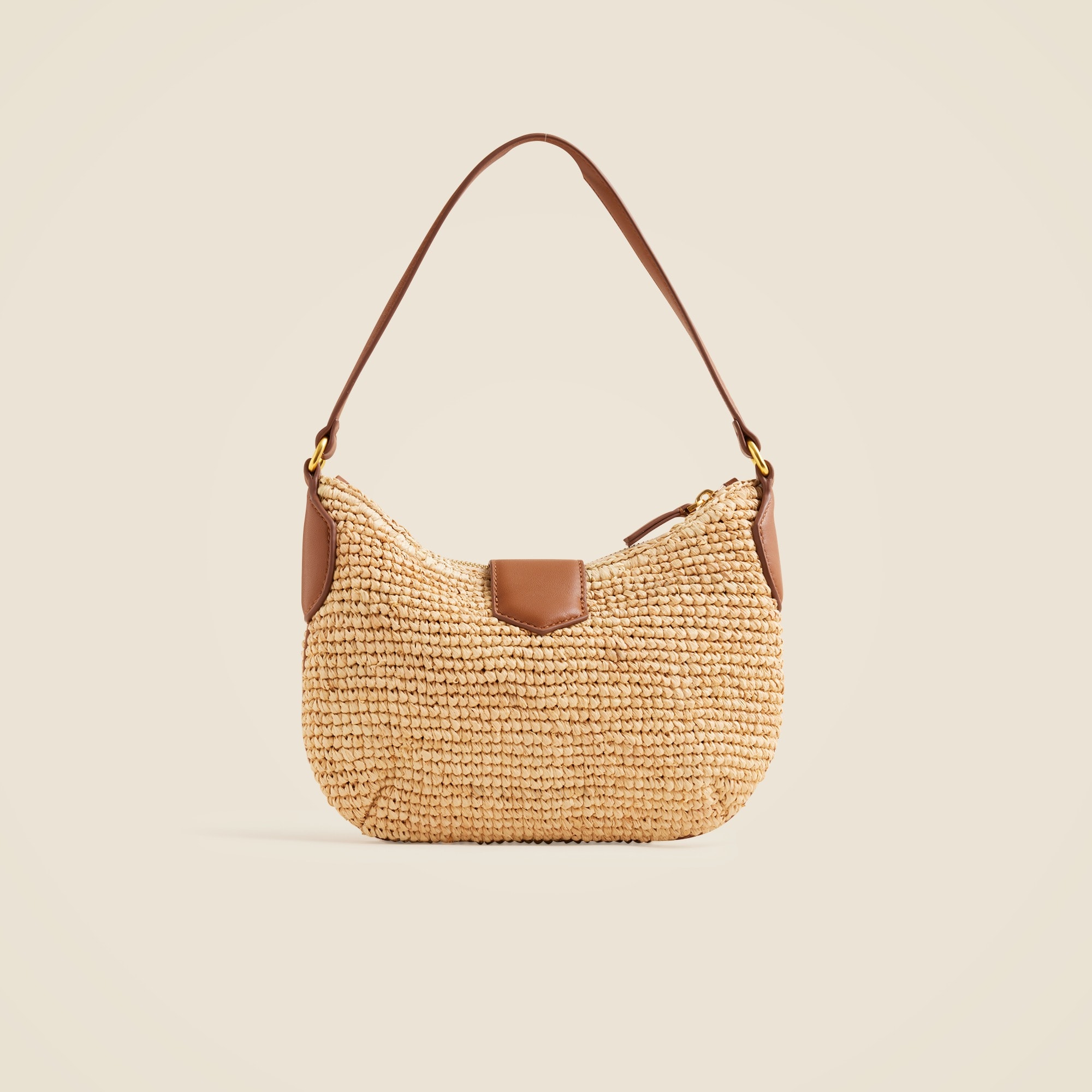 Berkeley buckle shoulder bag in handknotted straw