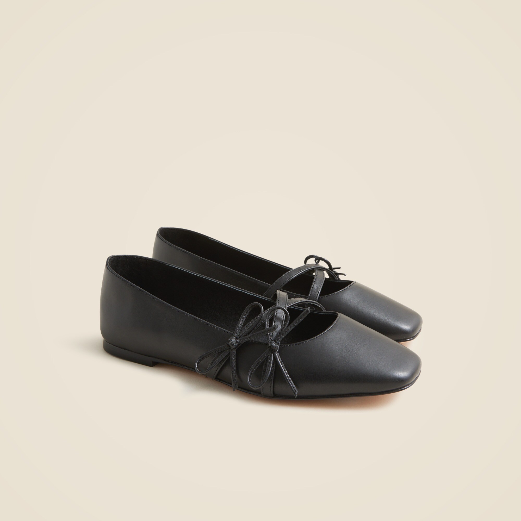 Quinn bow-strap ballet flats in leather