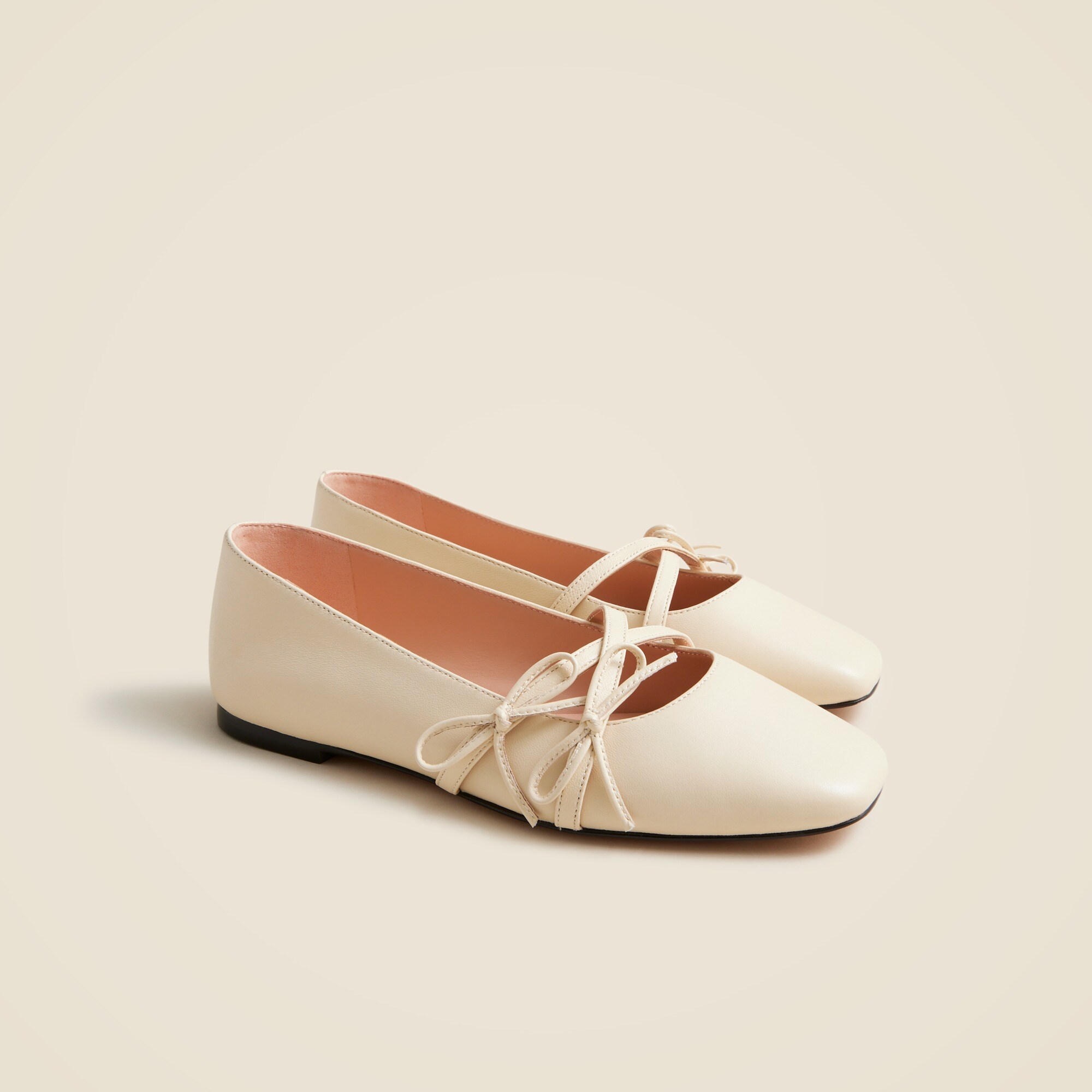 Quinn bow-strap ballet flats in leather