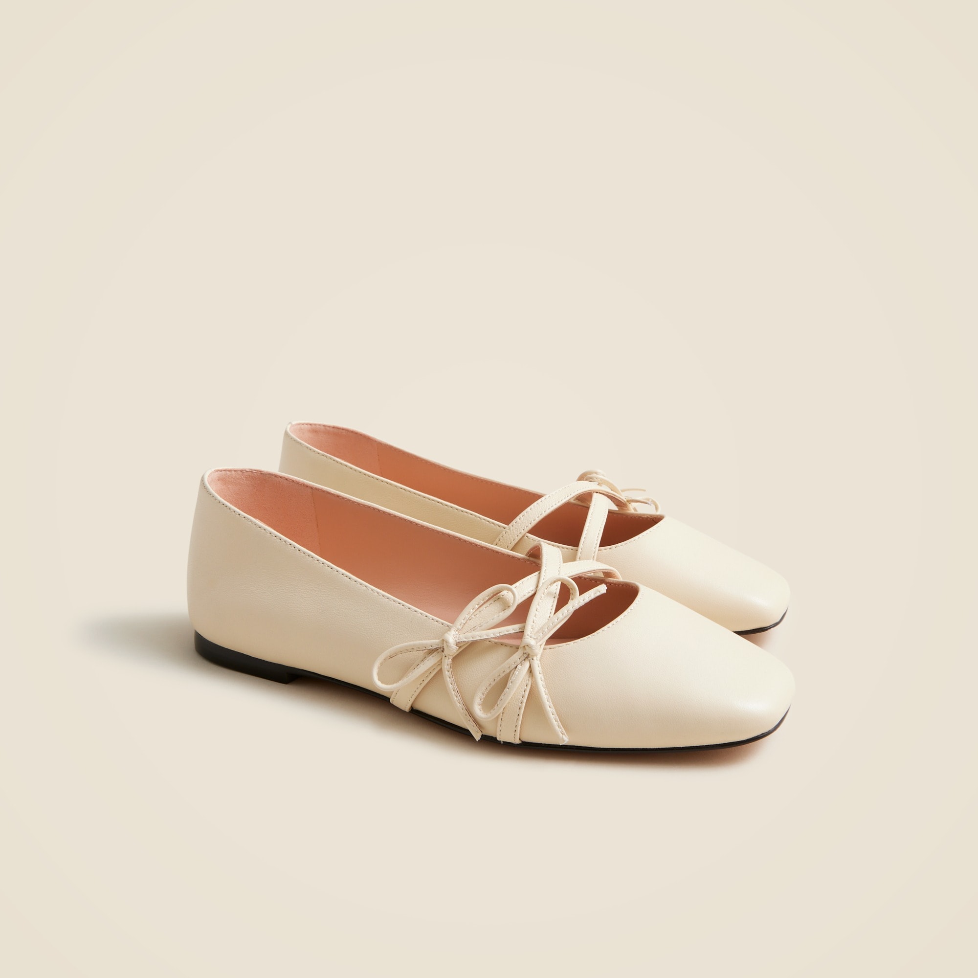 womens Quinn bow-strap ballet flats in leather