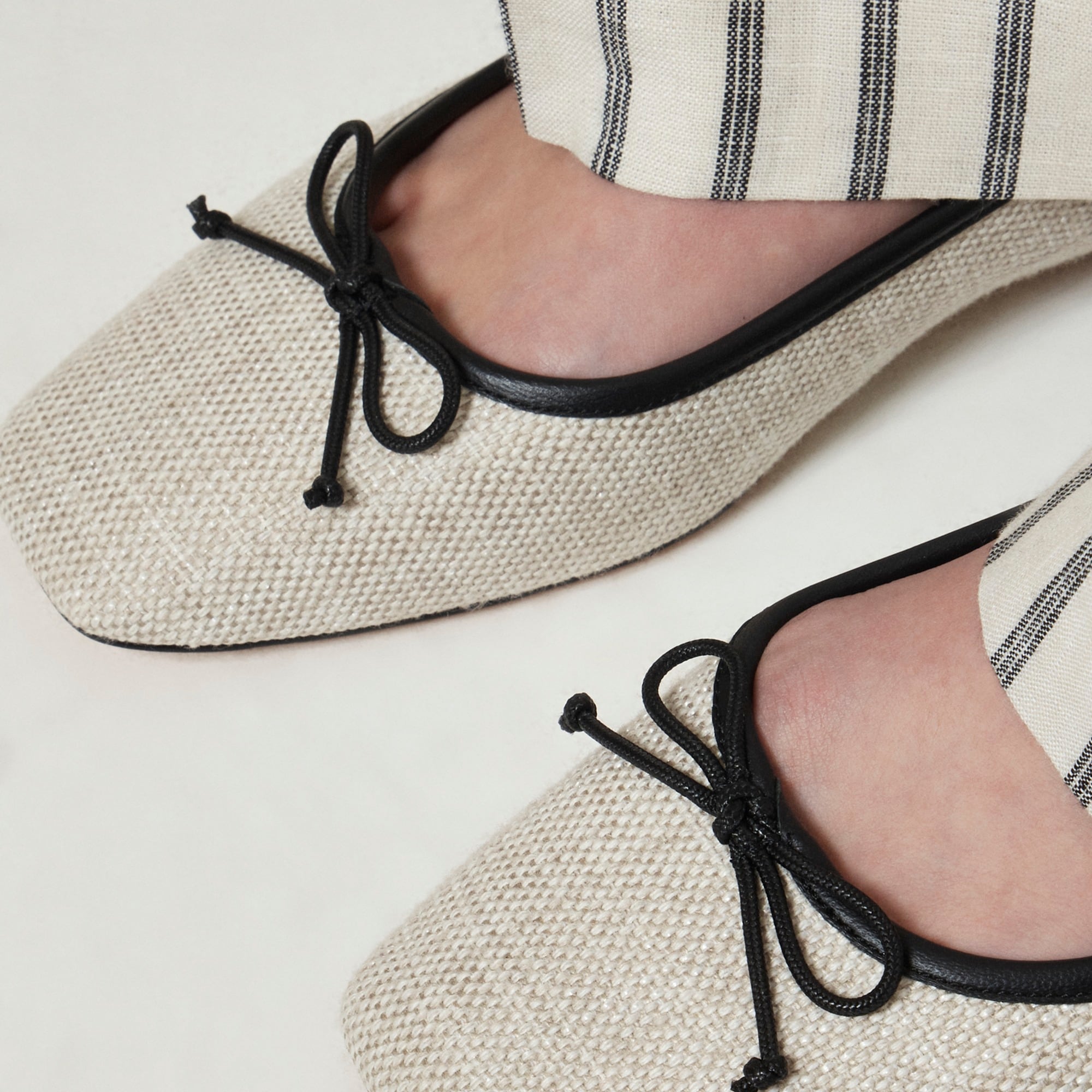 Quinn square-toe ballet flats in Spanish canvas