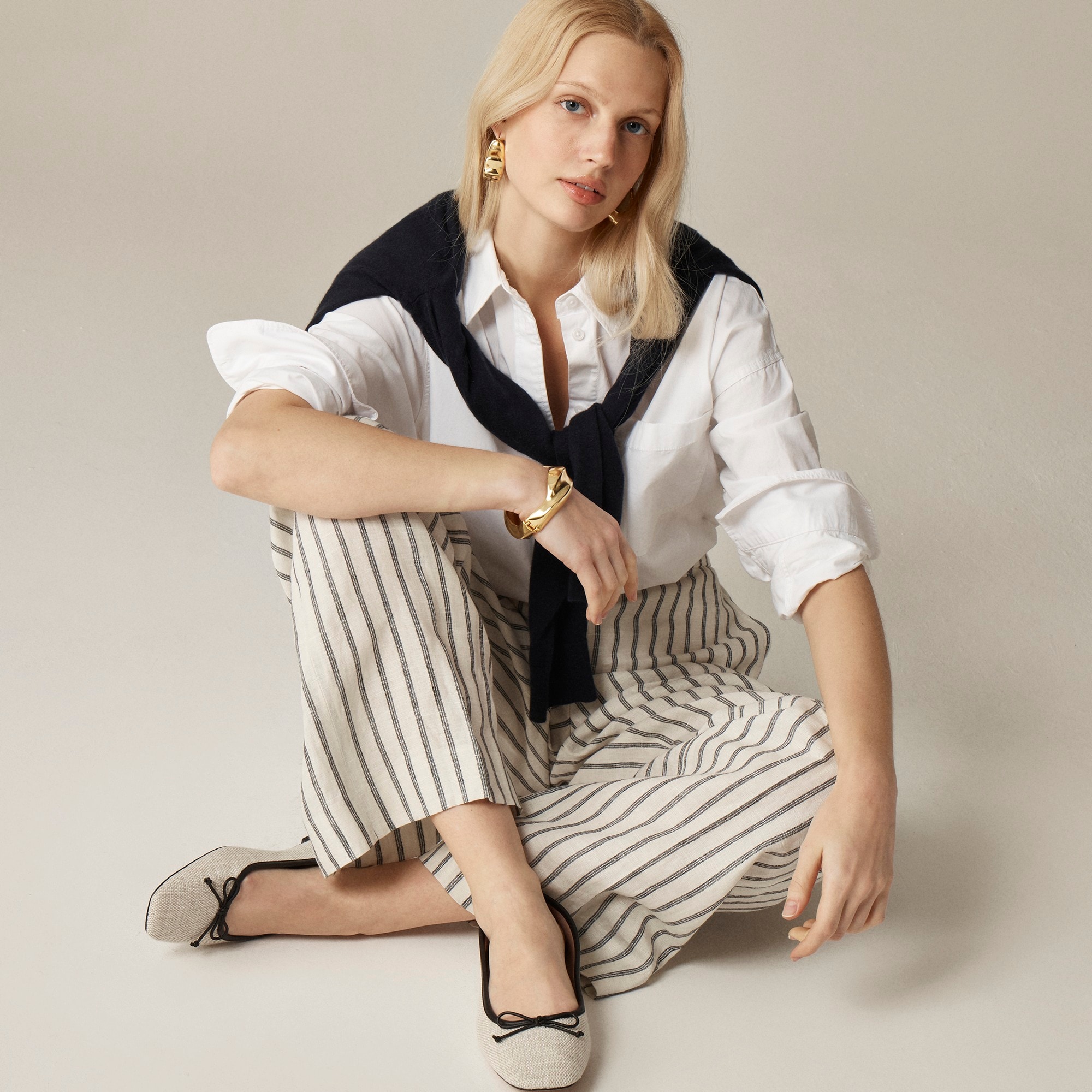 womens Quinn square-toe ballet flats in Spanish canvas