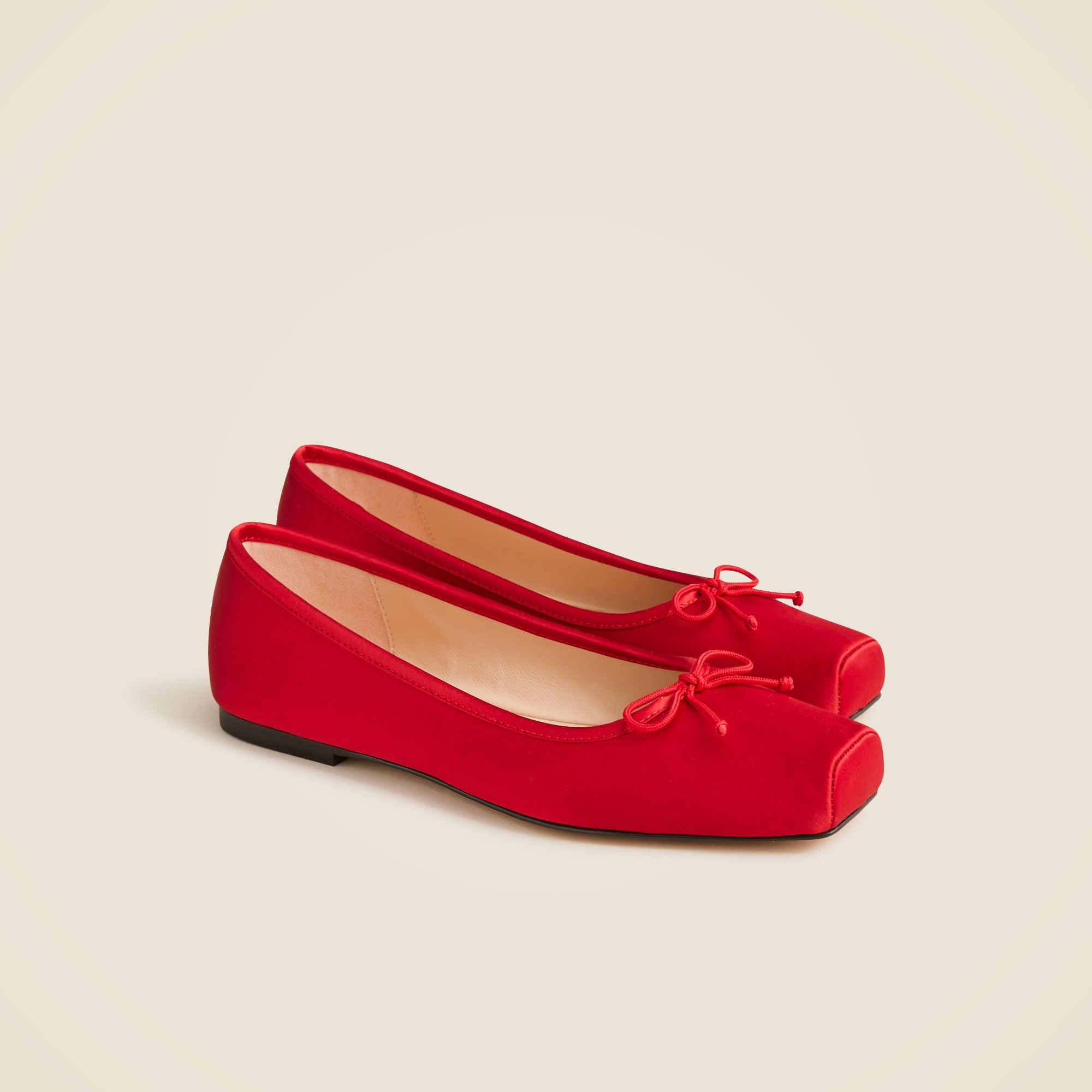 Square-toe ballet flats in satin