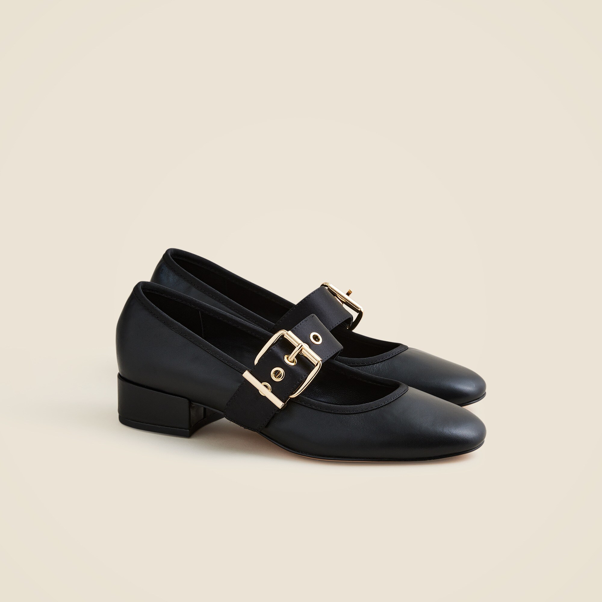Teagan Mary Jane heels in leather with satin strap