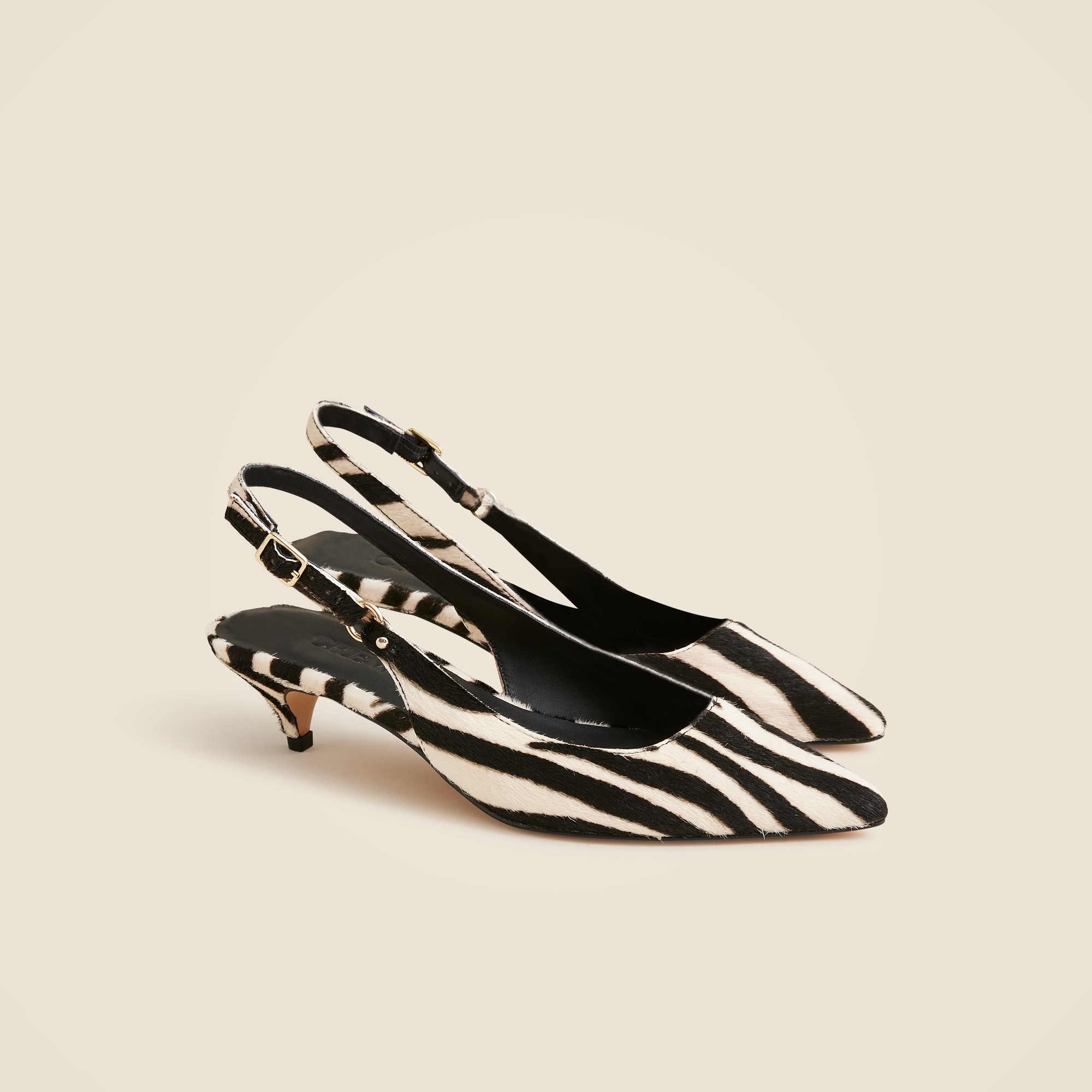 Robin kitten heels in zebra-print calf hair