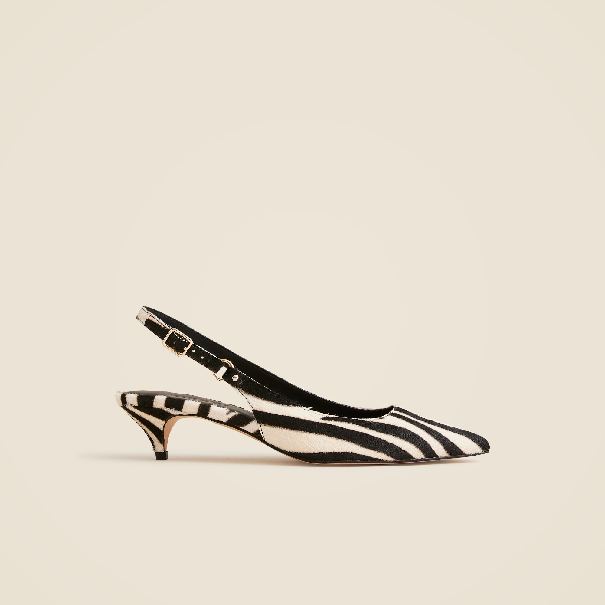 Robin kitten heels in zebra-print calf hair