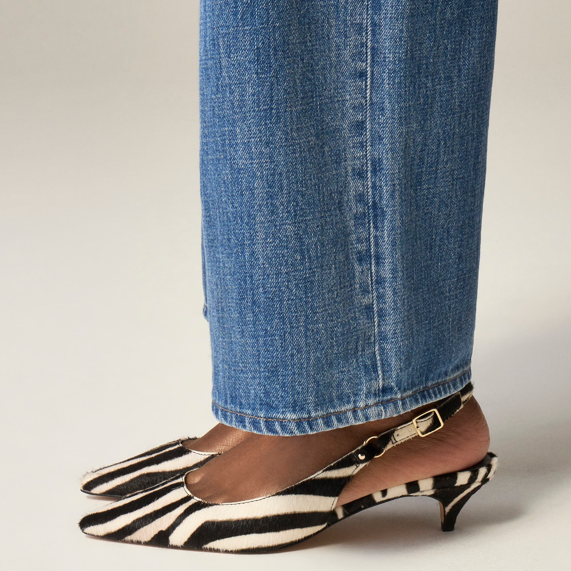 womens Robin kitten heels in zebra-print calf hair