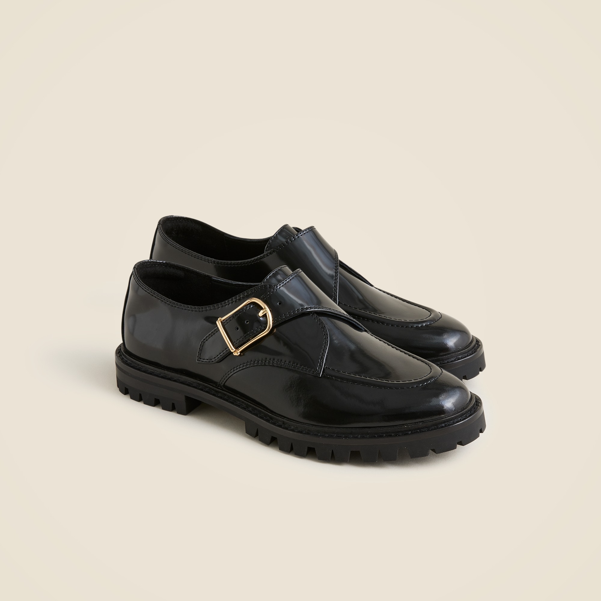 womens Monk-strap oxford shoes in spazzolato leather