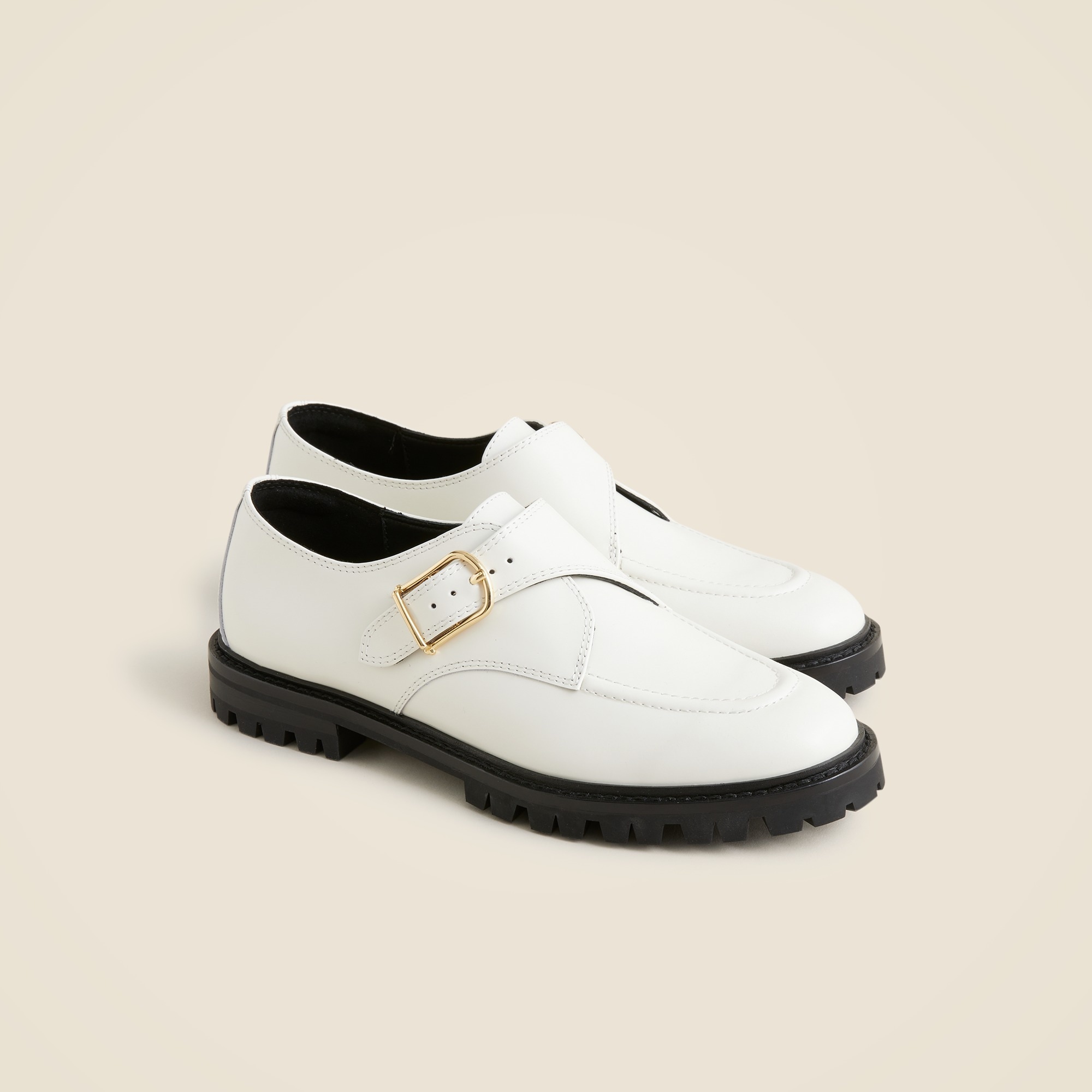womens Monk-strap oxford shoes in spazzolato leather
