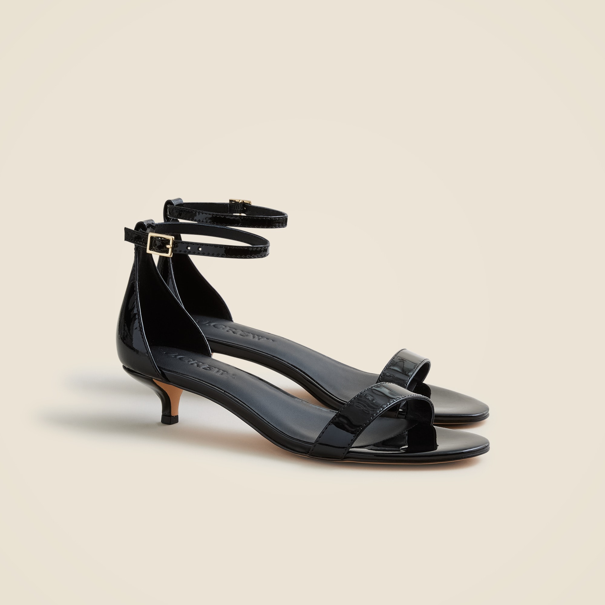 womens Ankle-strap kitten-heel sandals in patent leather