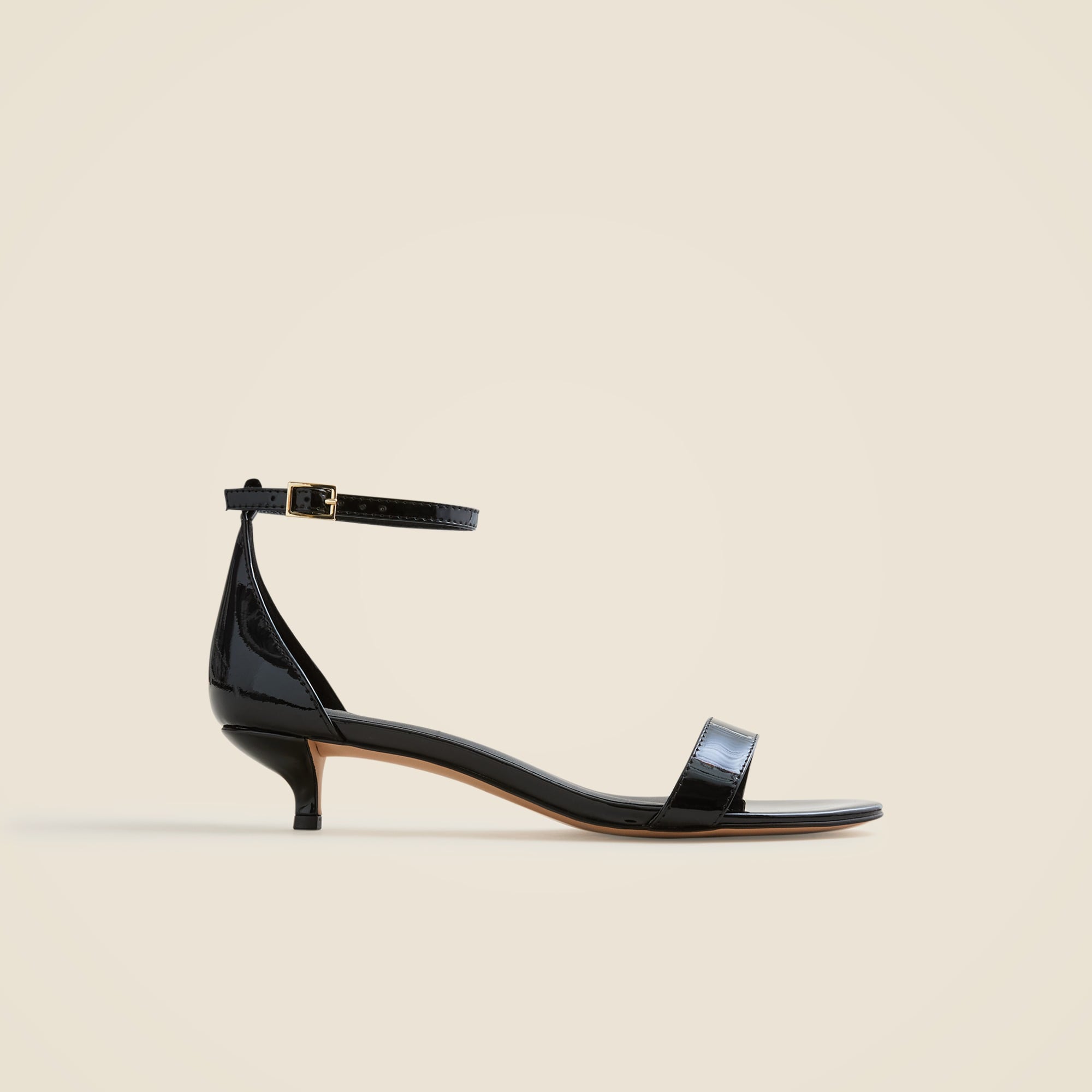 Ankle-strap kitten-heel sandals in patent leather