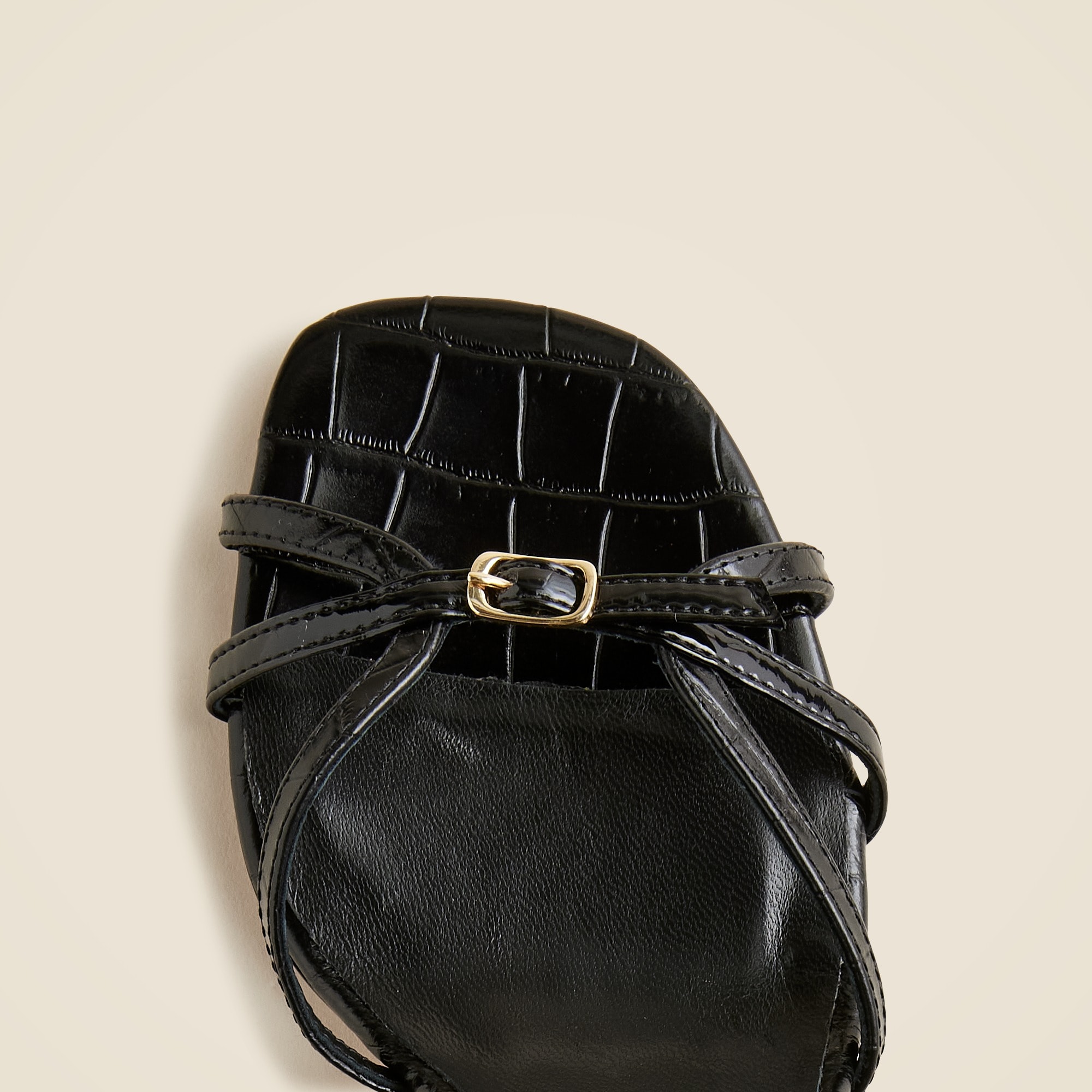 Made-in-Italy cage-toe heels in croc-embossed leather