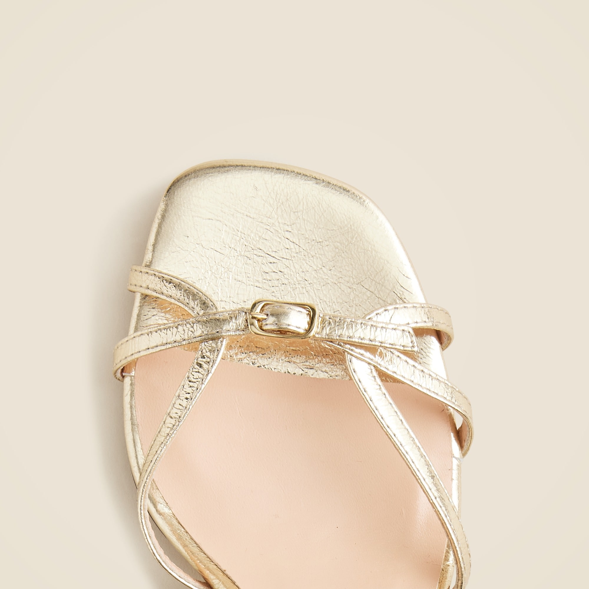 Made-in-Italy cage-toe heels in metallic leather