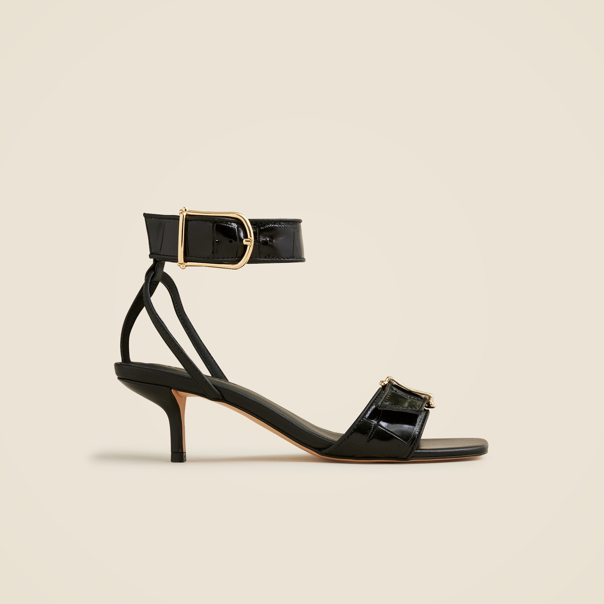 Krista kitten-heel sandals in Italian croc-embossed leather