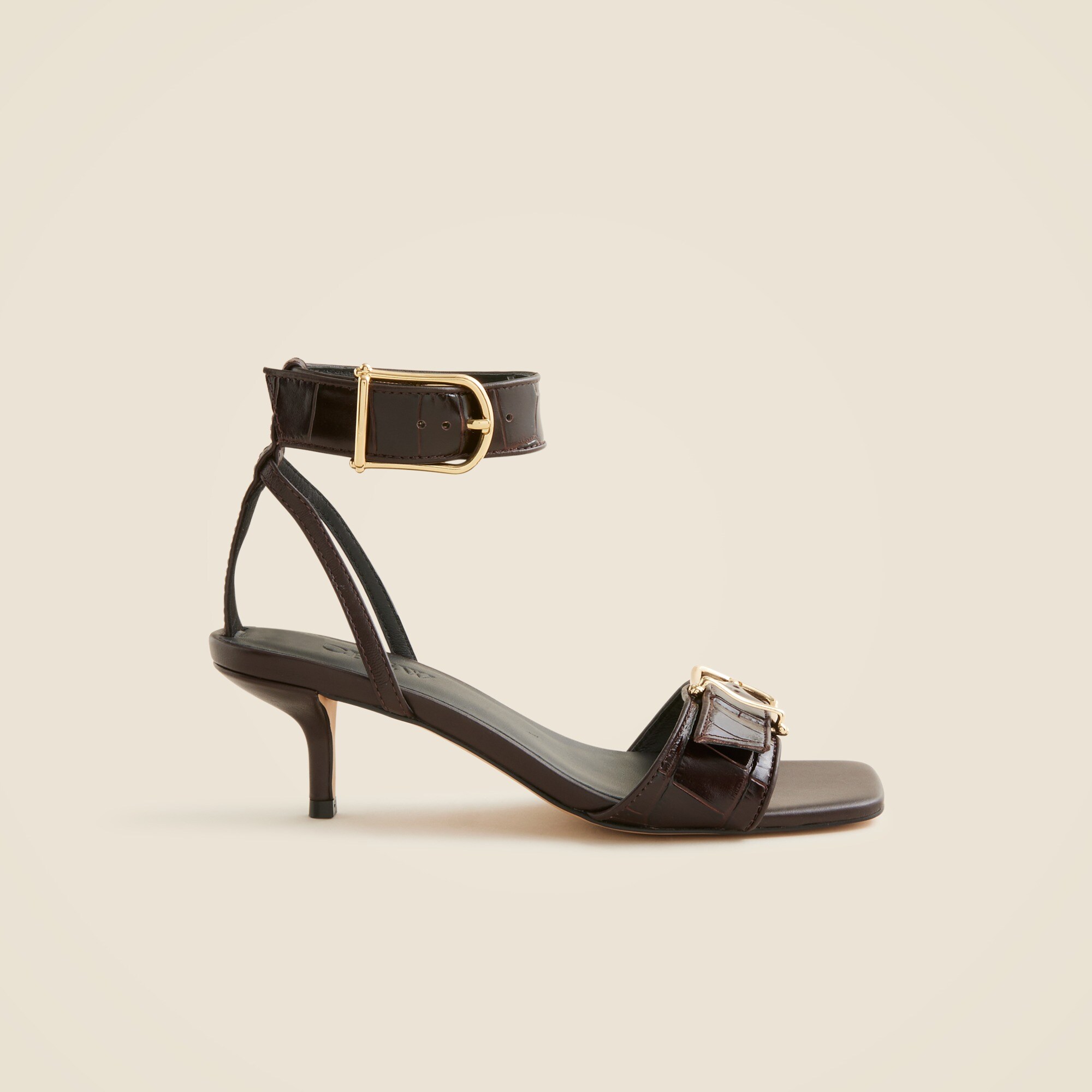 Krista kitten-heel sandals in Italian croc-embossed leather