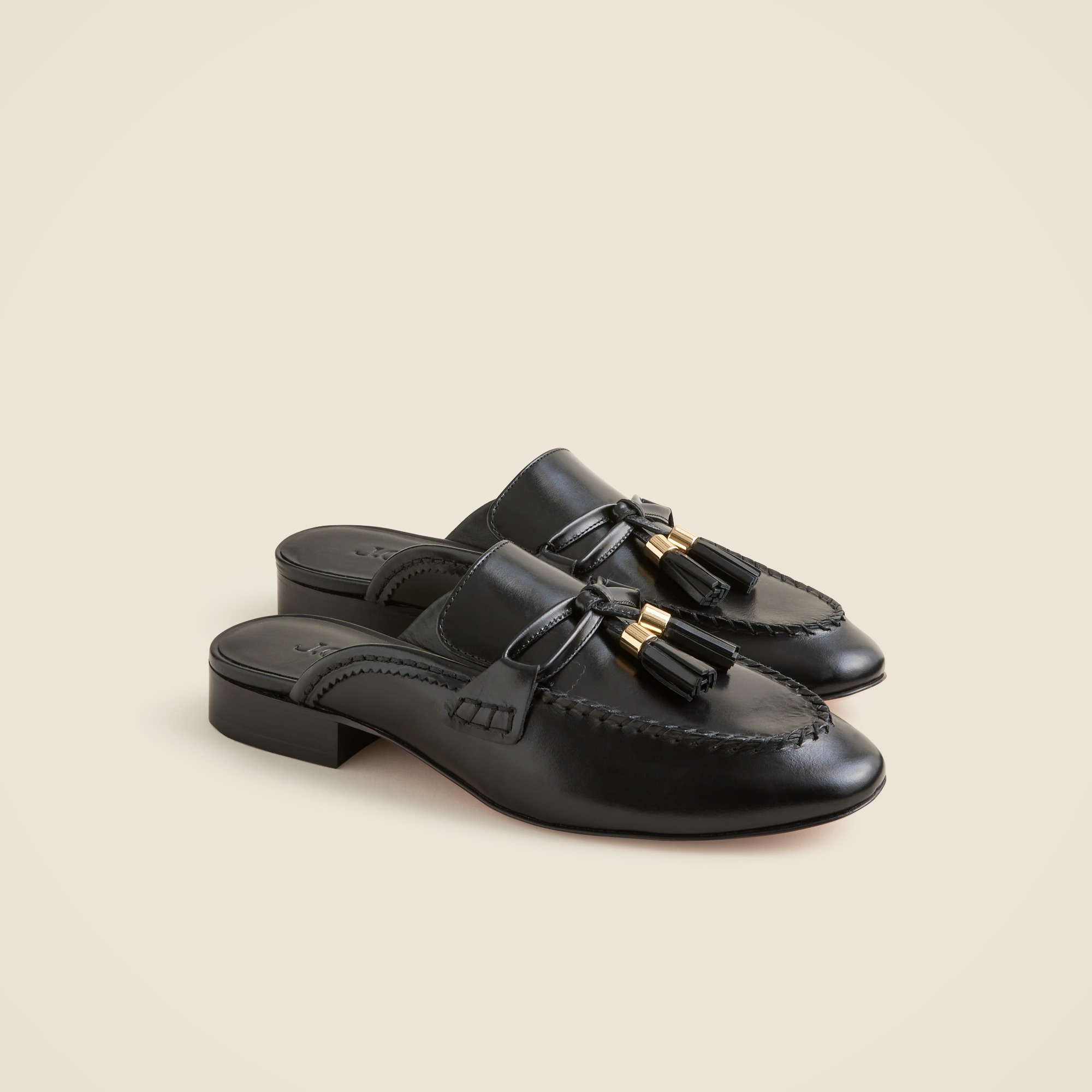 womens Tassel mule loafers in leather