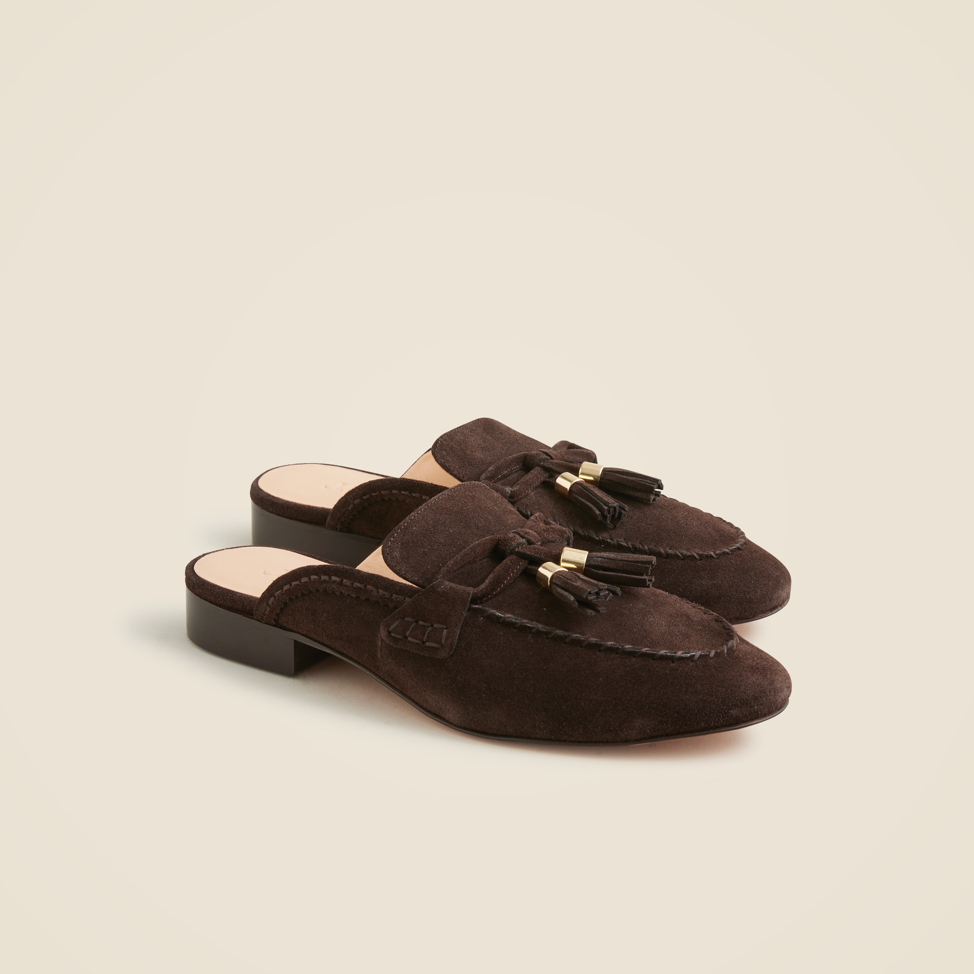 womens Tassel mule loafers in suede