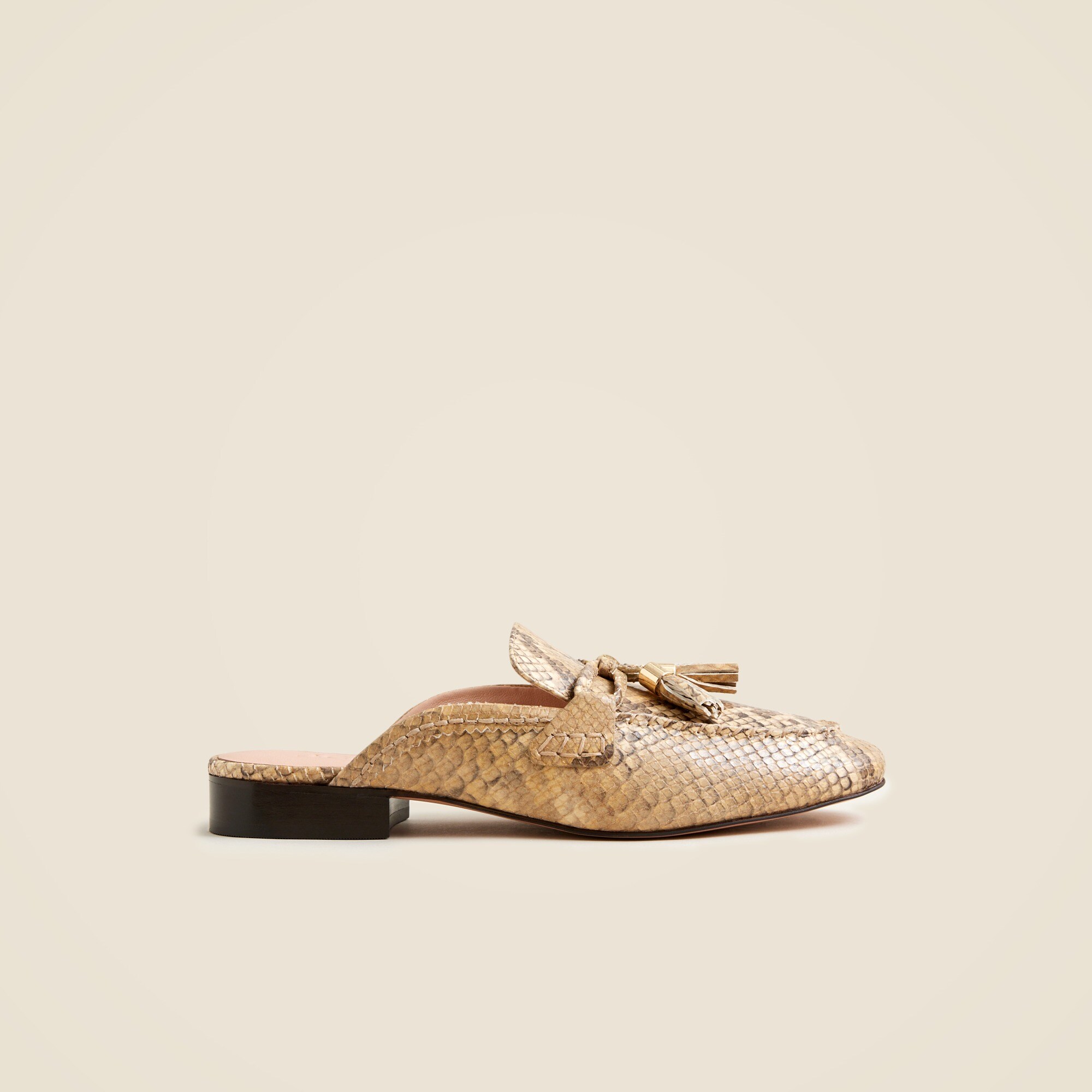 Tassel mule loafers in snake-embossed Italian leather