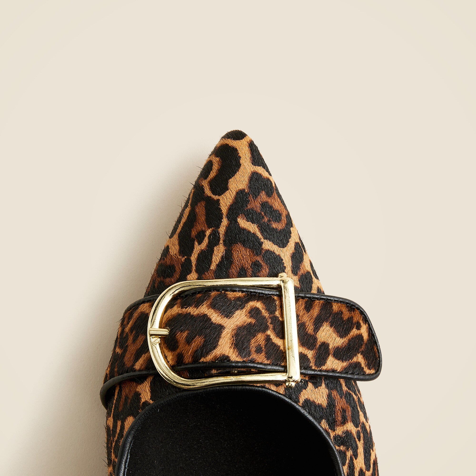 Made-in-Italy Colette buckle slip-on heels in leopard-print calf hair