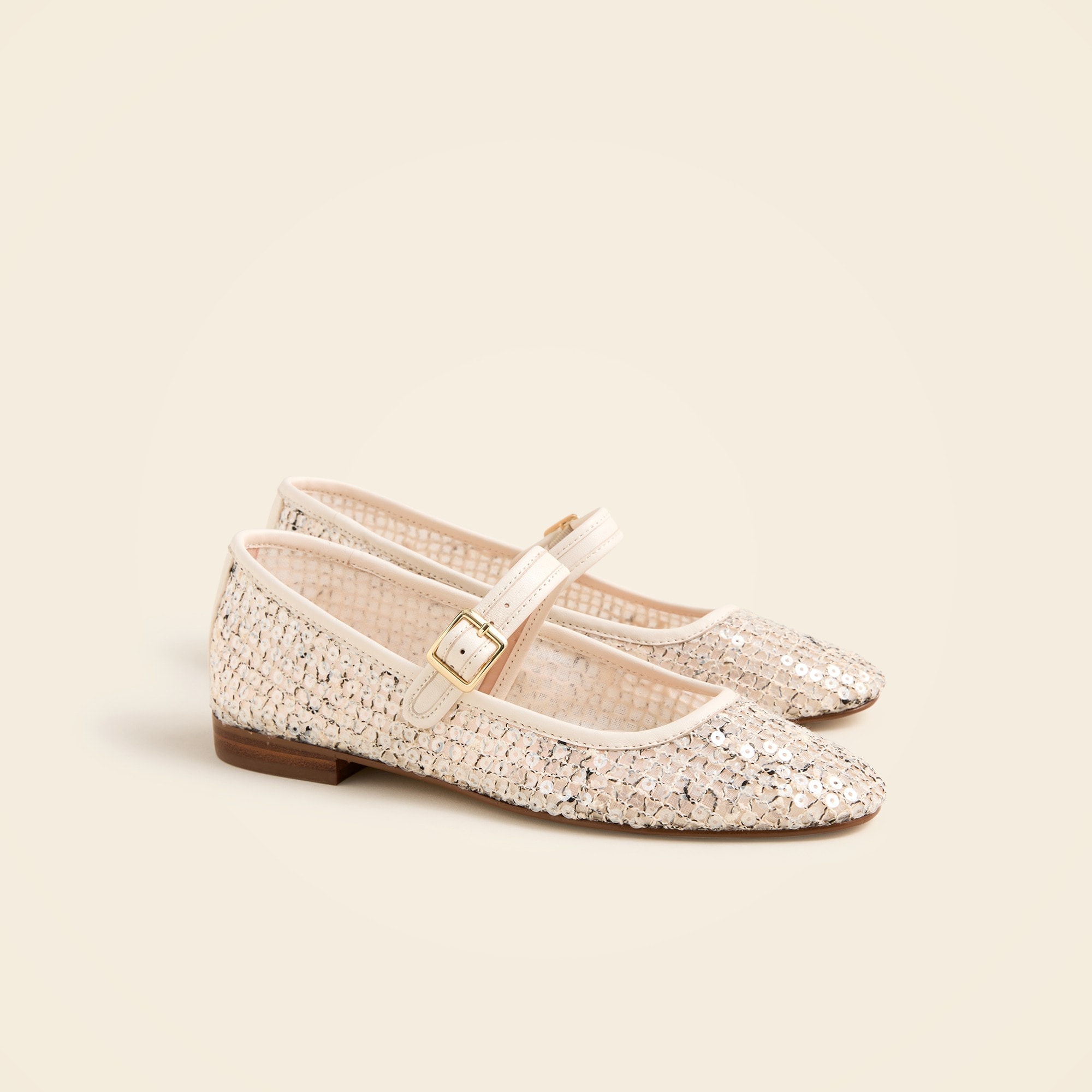 womens Mesh Mary Jane ballet flats with sequins