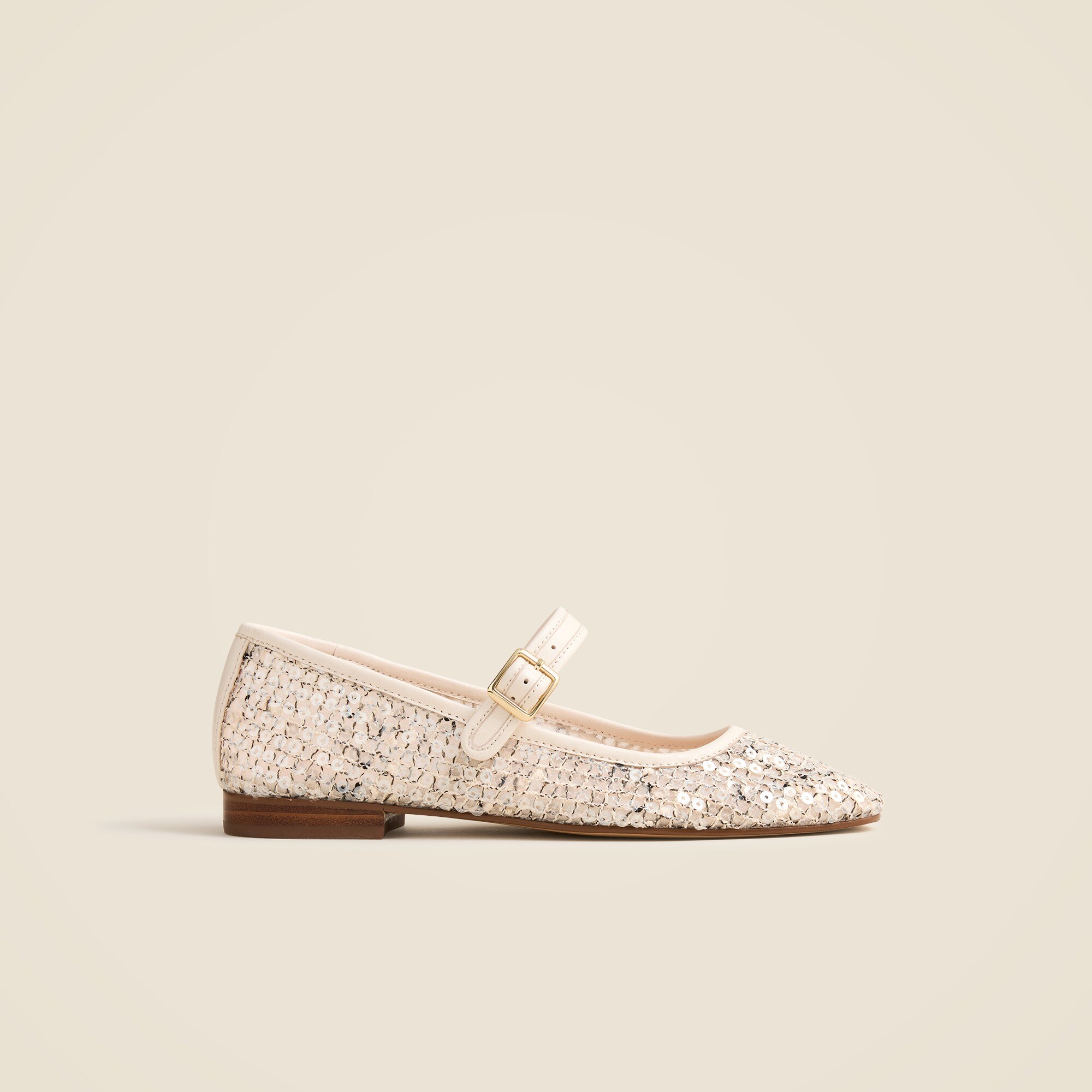 Mesh Mary Jane ballet flats with sequins