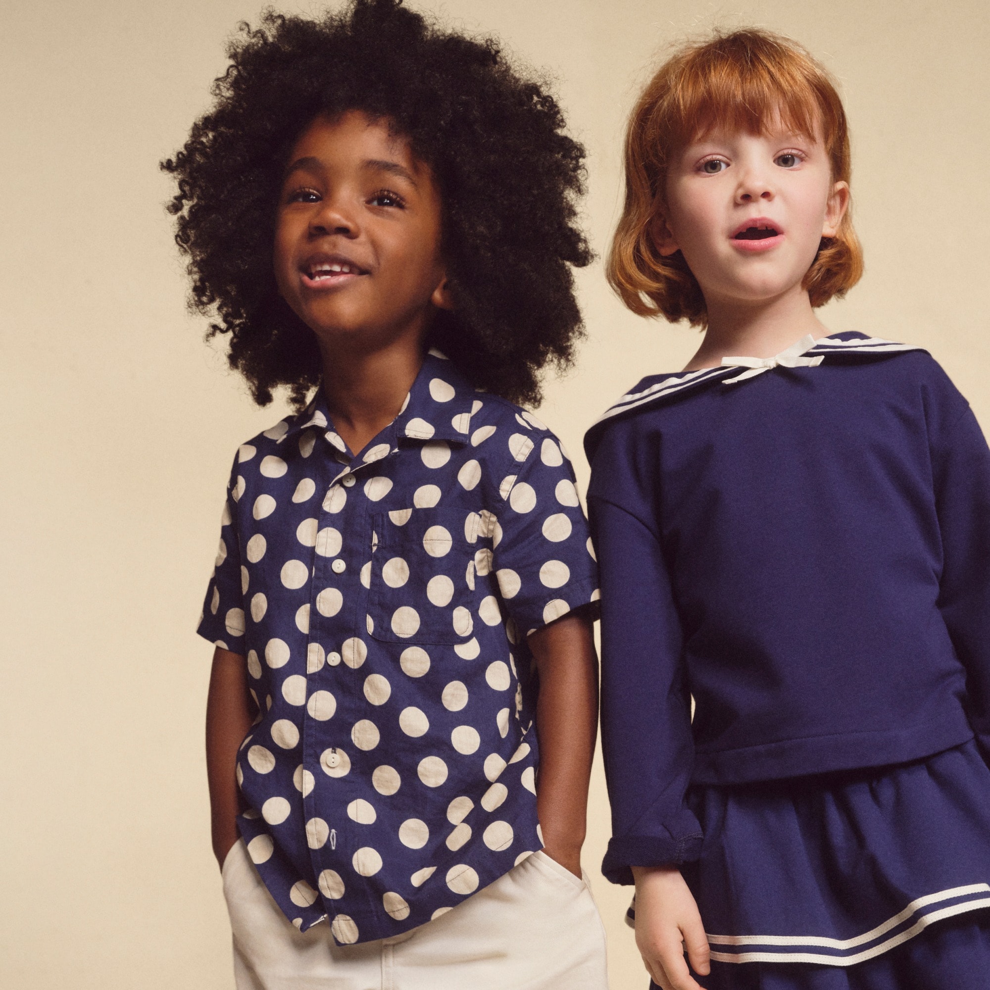 boys Kids' short-sleeve camp shirt in linen-cotton blend