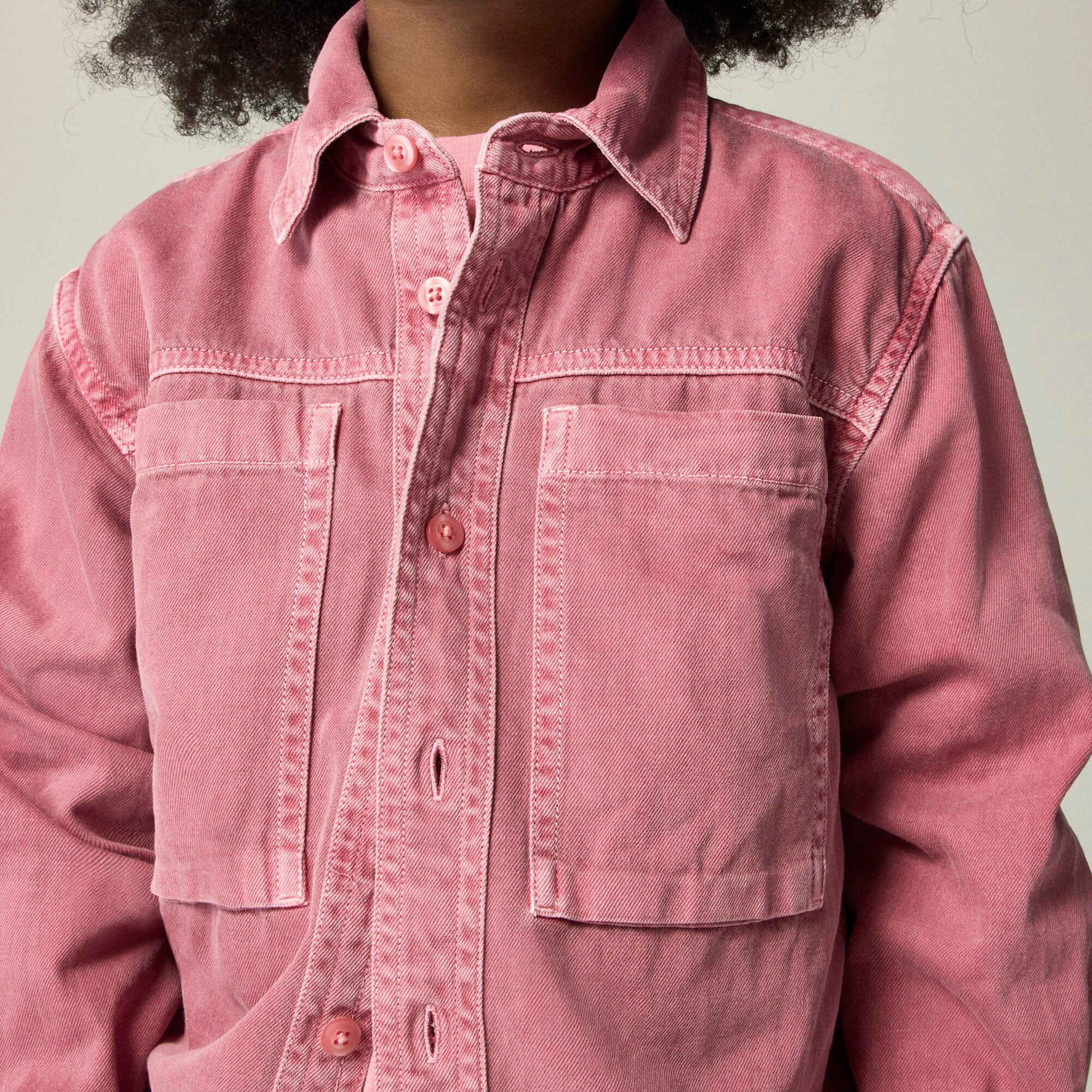 Kids' garment-dyed denim shirt