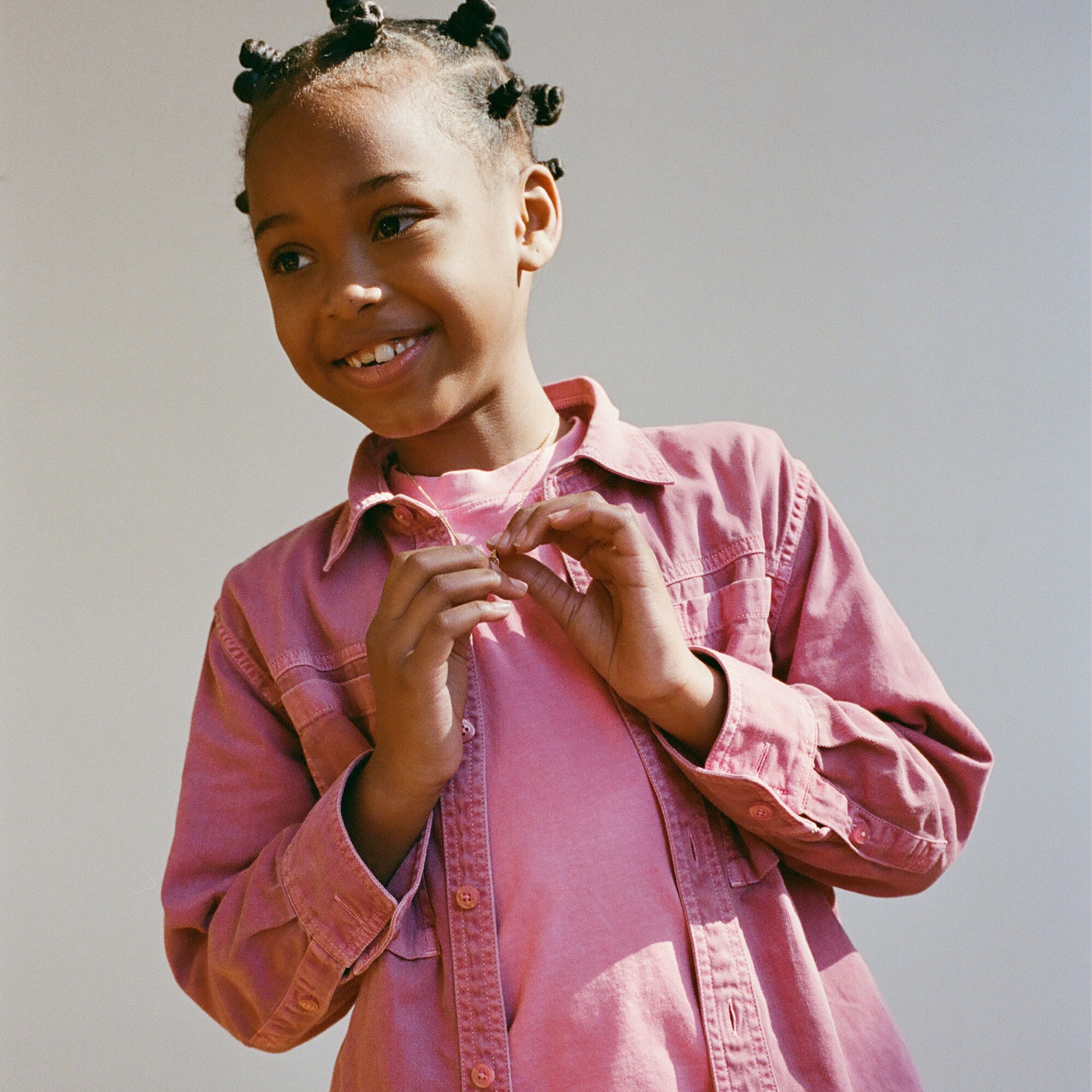 Kids' garment-dyed denim shirt
