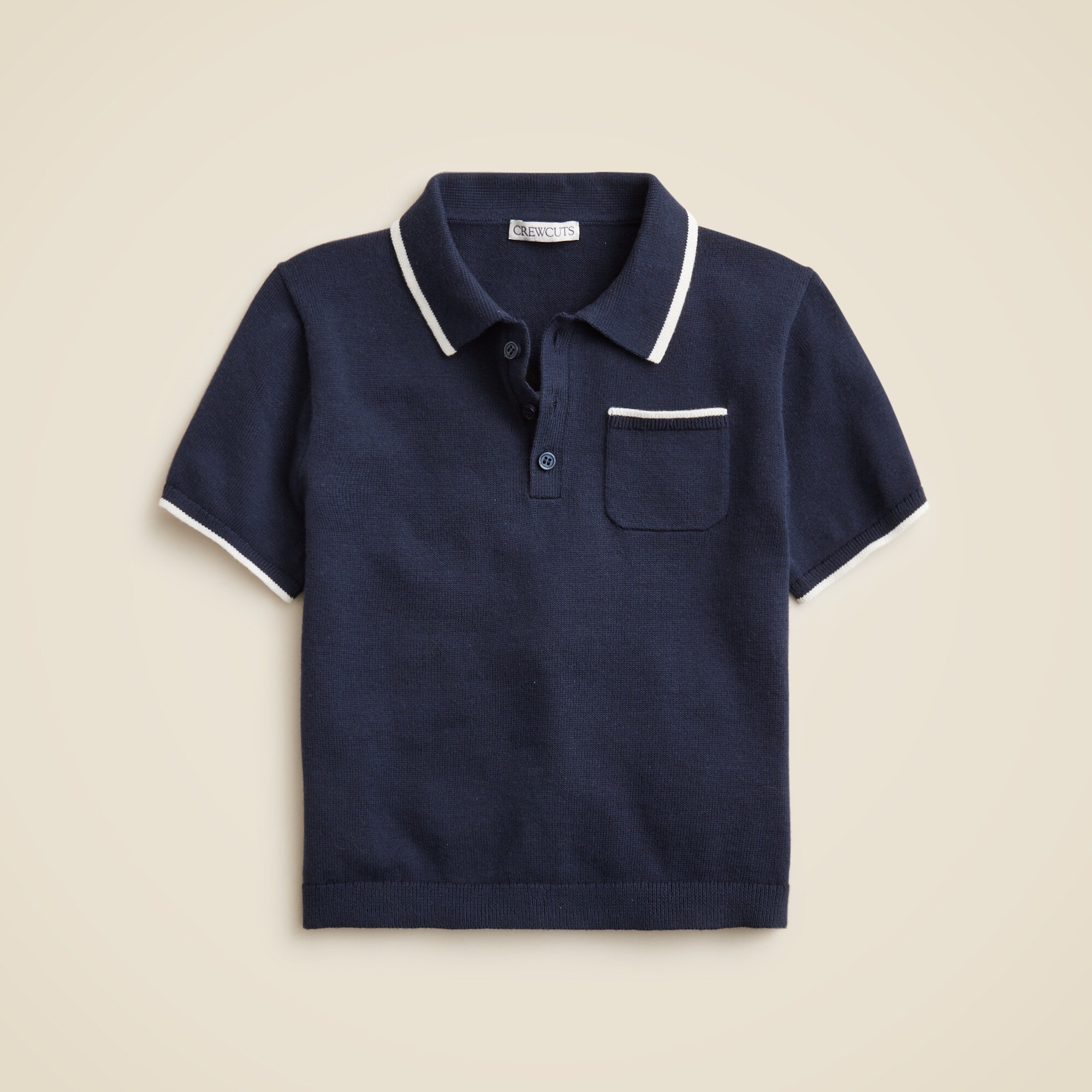Kids' short-sleeve tipped sweater-polo in cotton