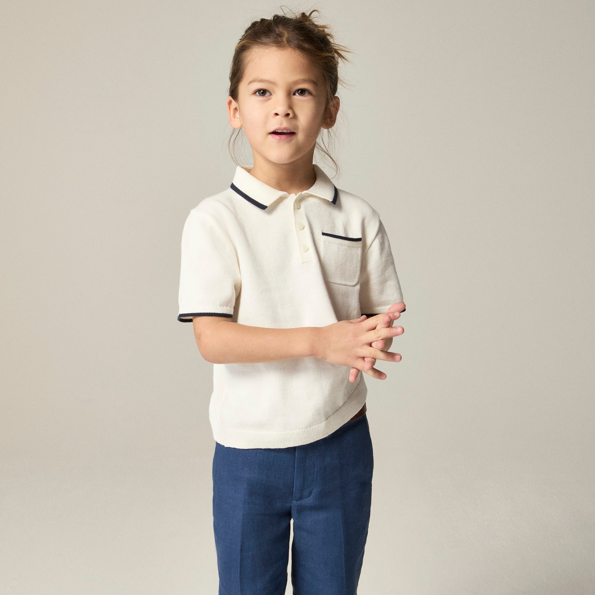 boys Kids' short-sleeve tipped sweater-polo in cotton