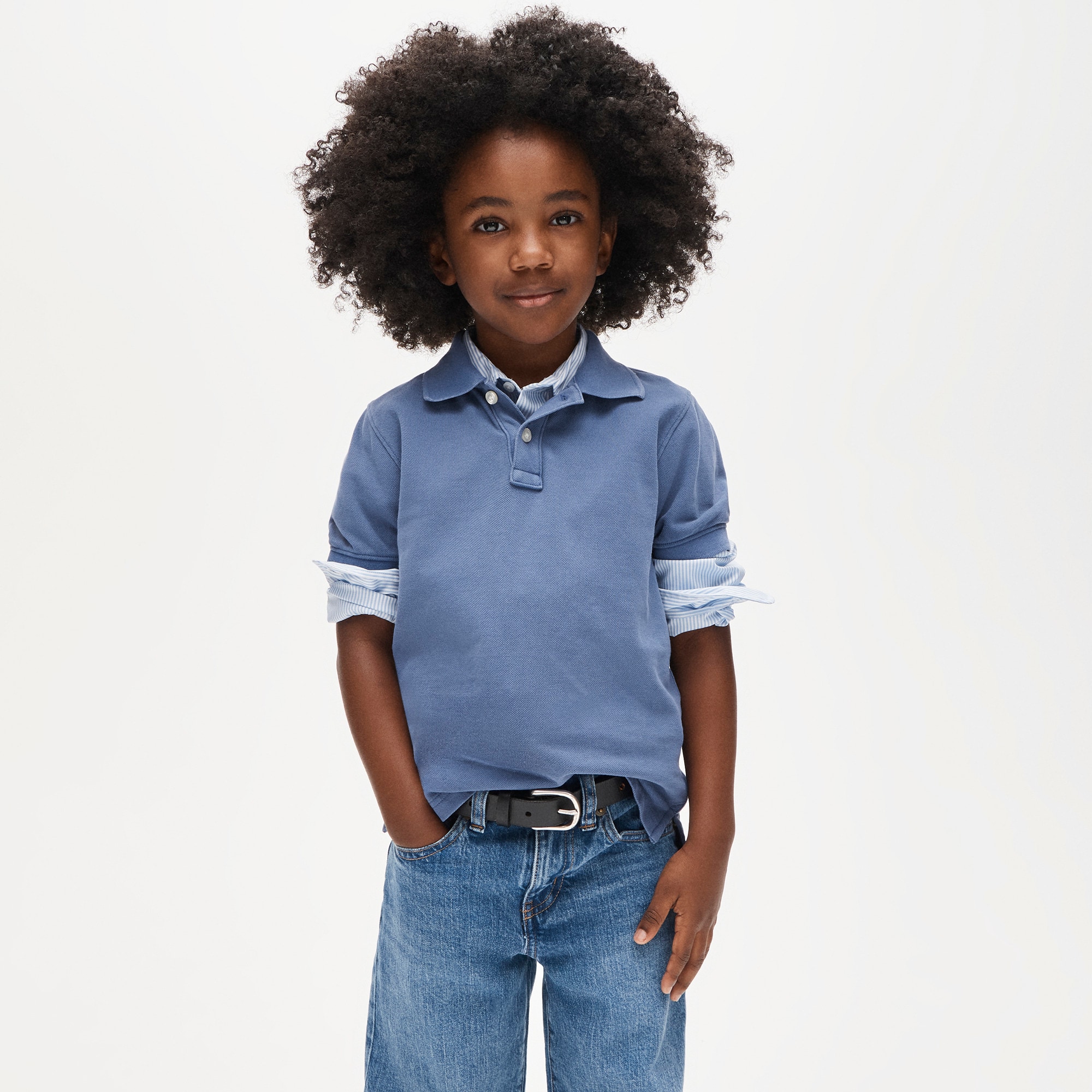 Kids' washed piqué polo shirt