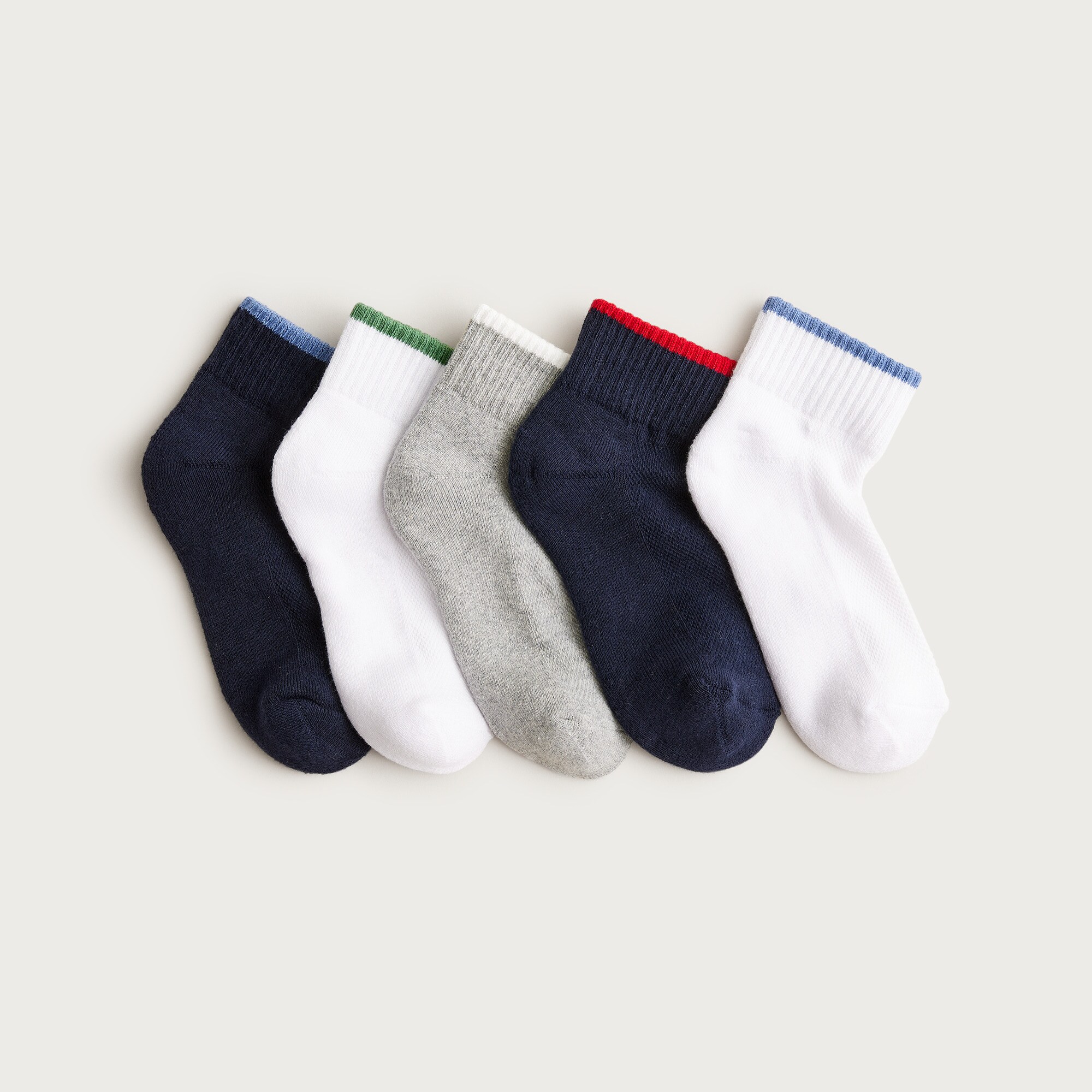 Boys' athletic ankle socks five-pack