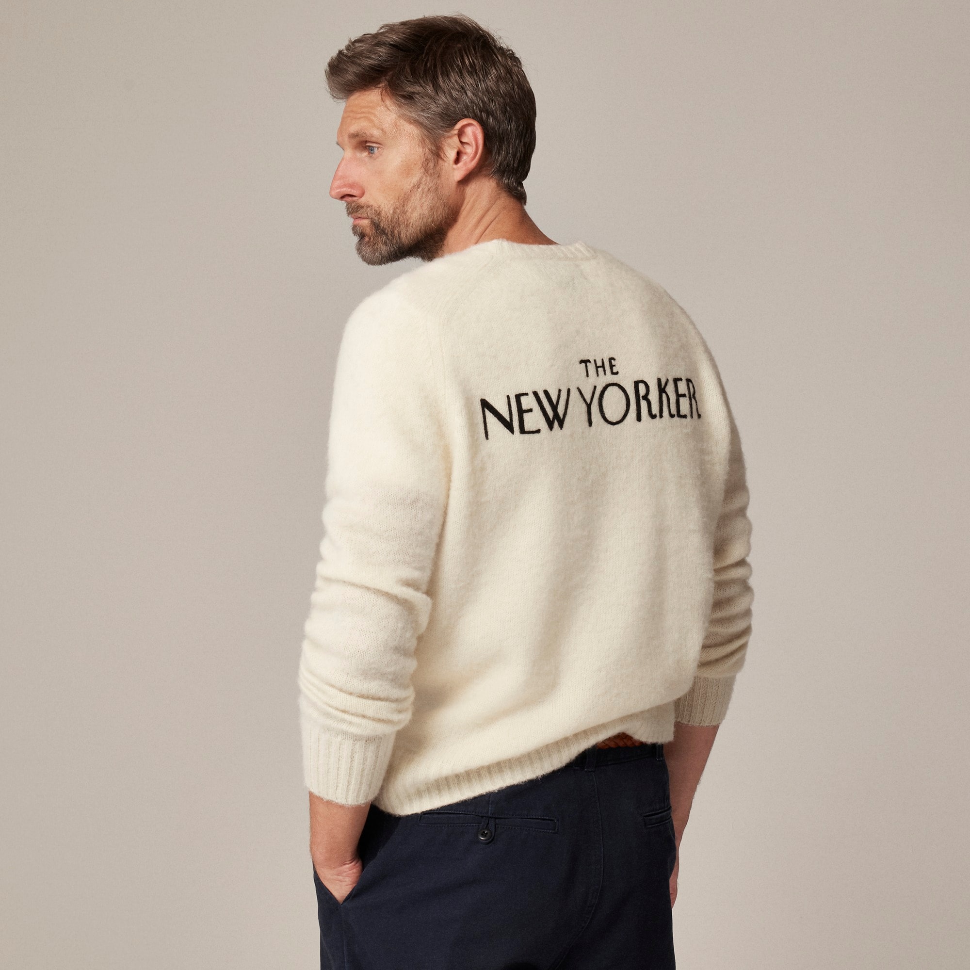 mens Limited-edition The New Yorker X J.Crew brushed wool crewneck sweater
