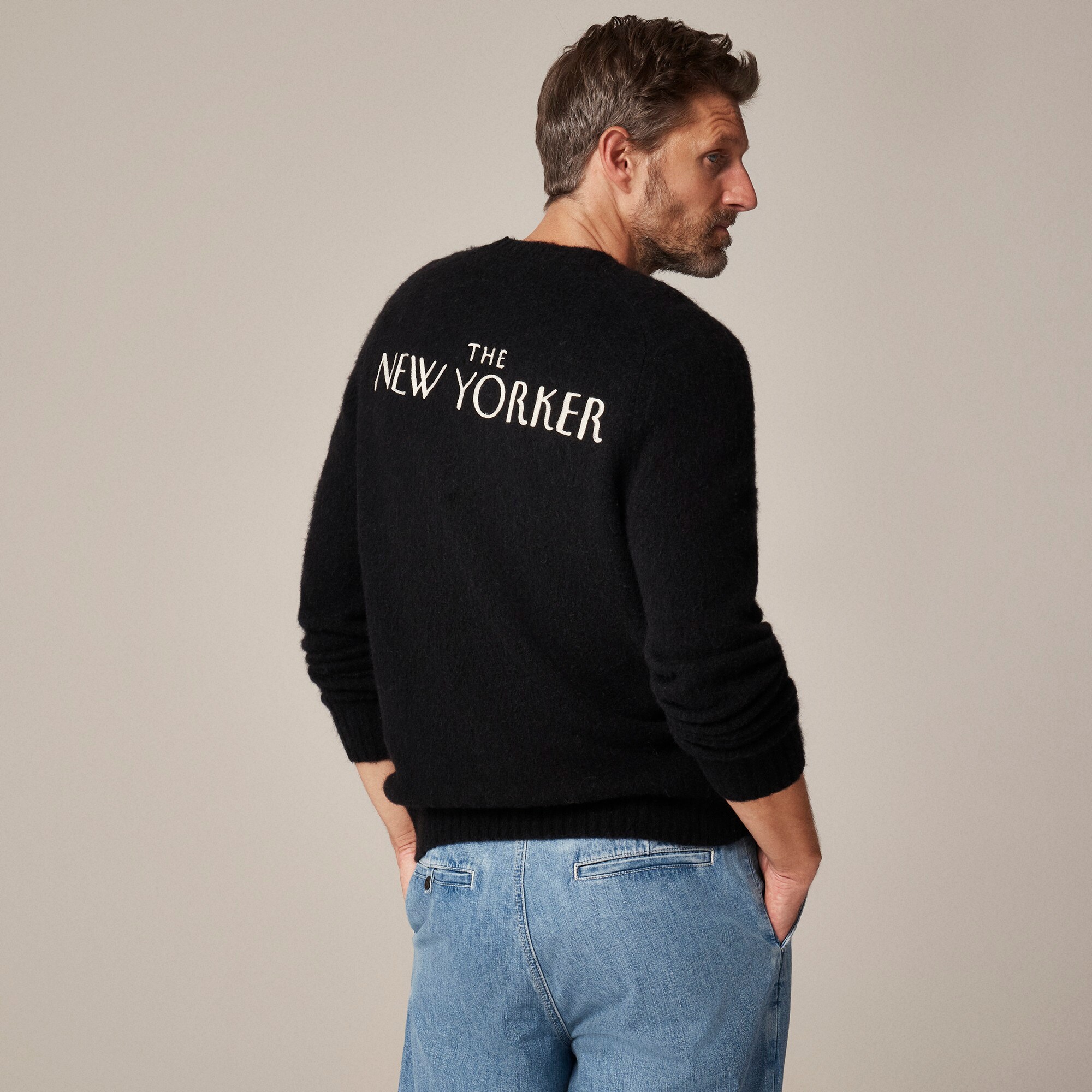 mens Limited-edition The New Yorker X J.Crew brushed wool crewneck sweater