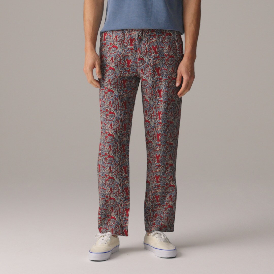 Classic-fit linen trouser in print