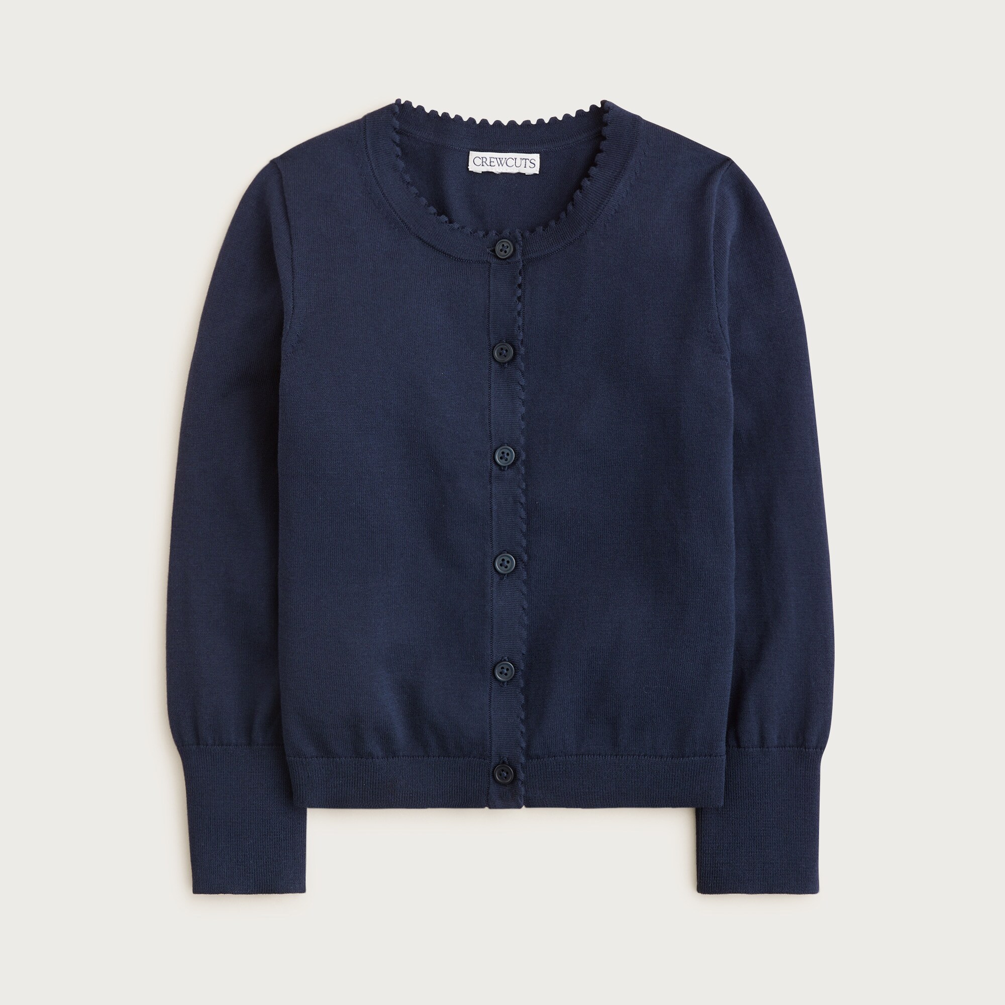 Girls' scalloped lightweight cotton cardigan
