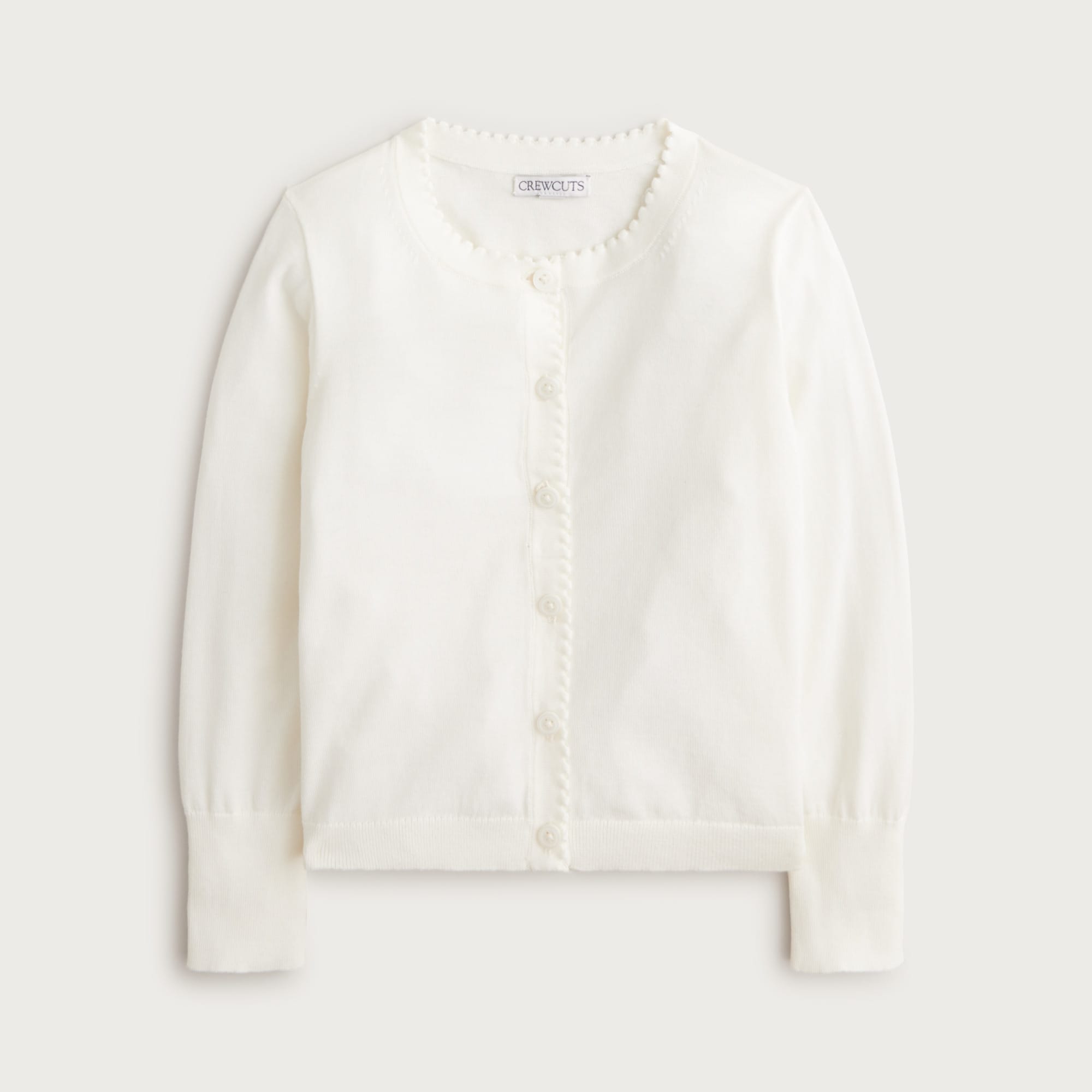  Girls' scalloped lightweight cotton cardigan