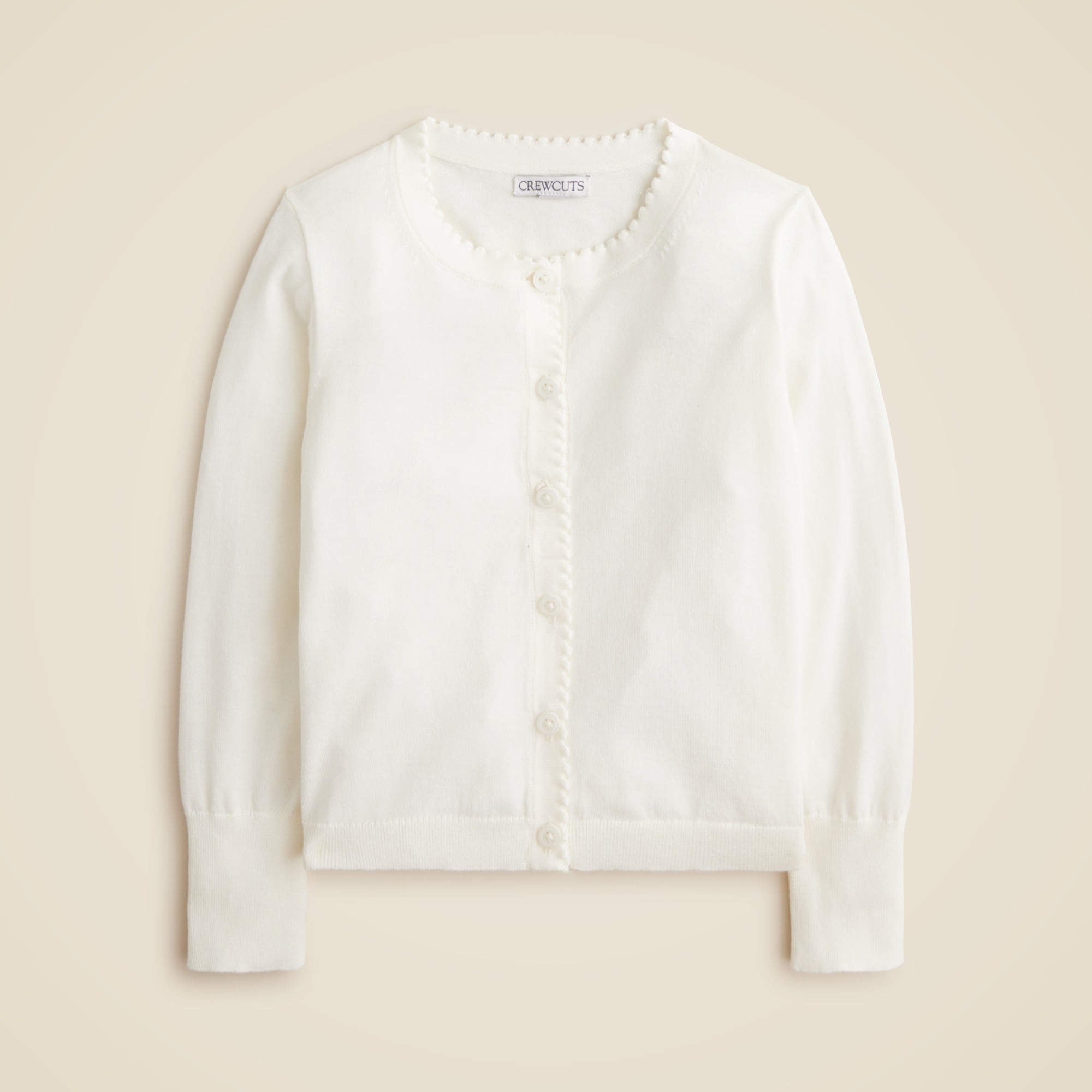 Girls' scalloped lightweight cotton cardigan