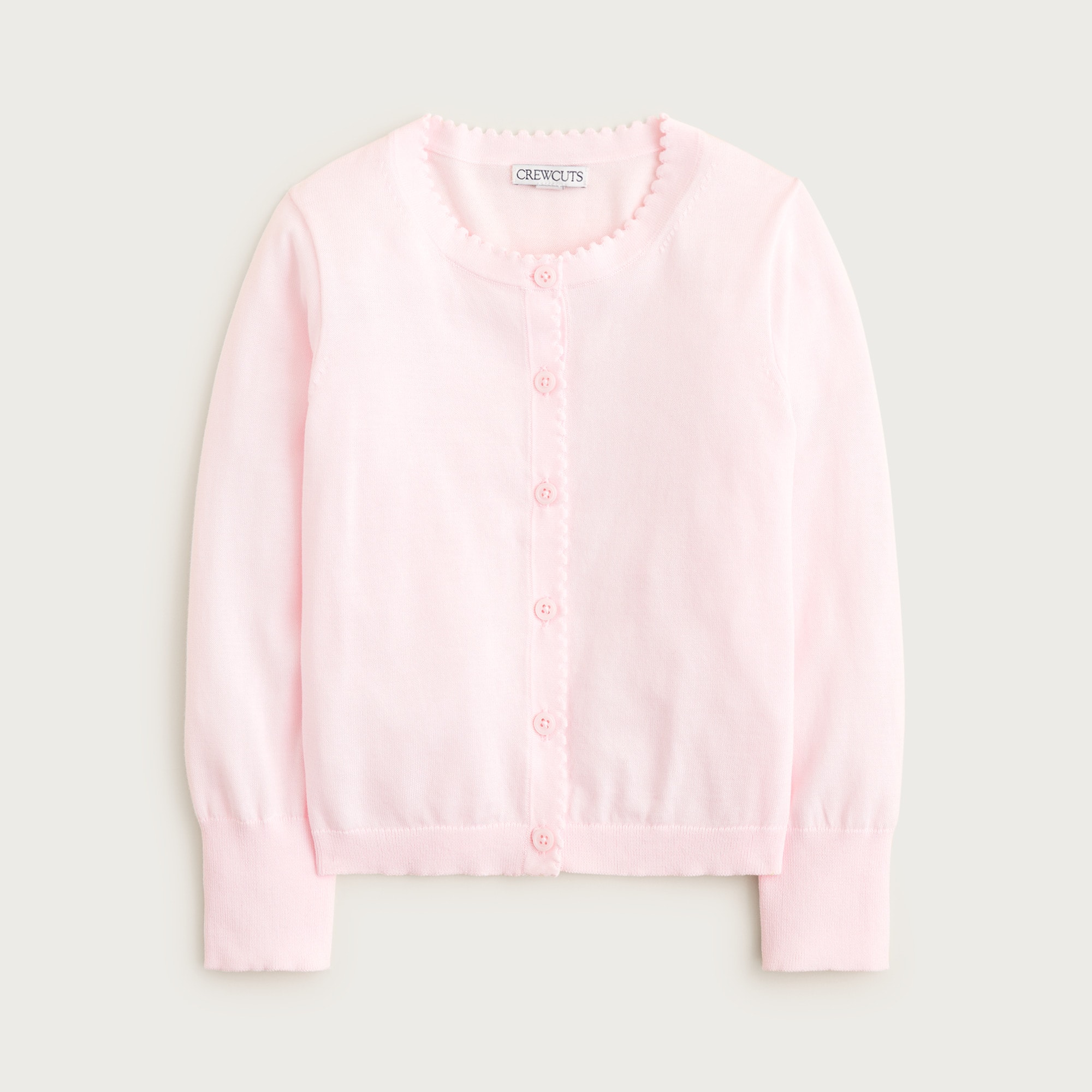  Girls' scalloped lightweight cotton cardigan