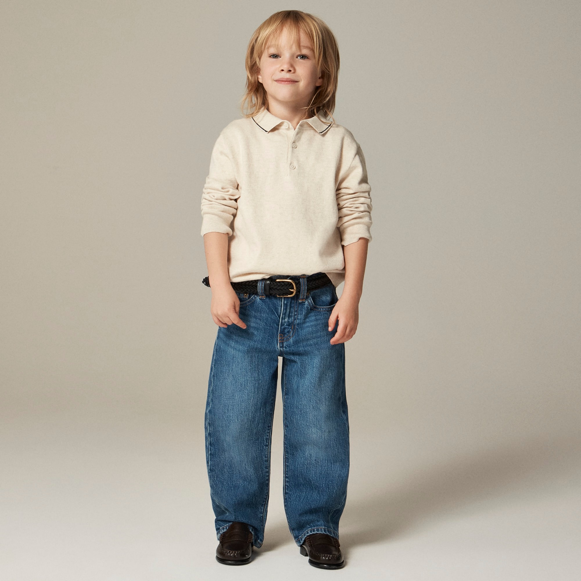 Kids' tipped cotton sweater-polo