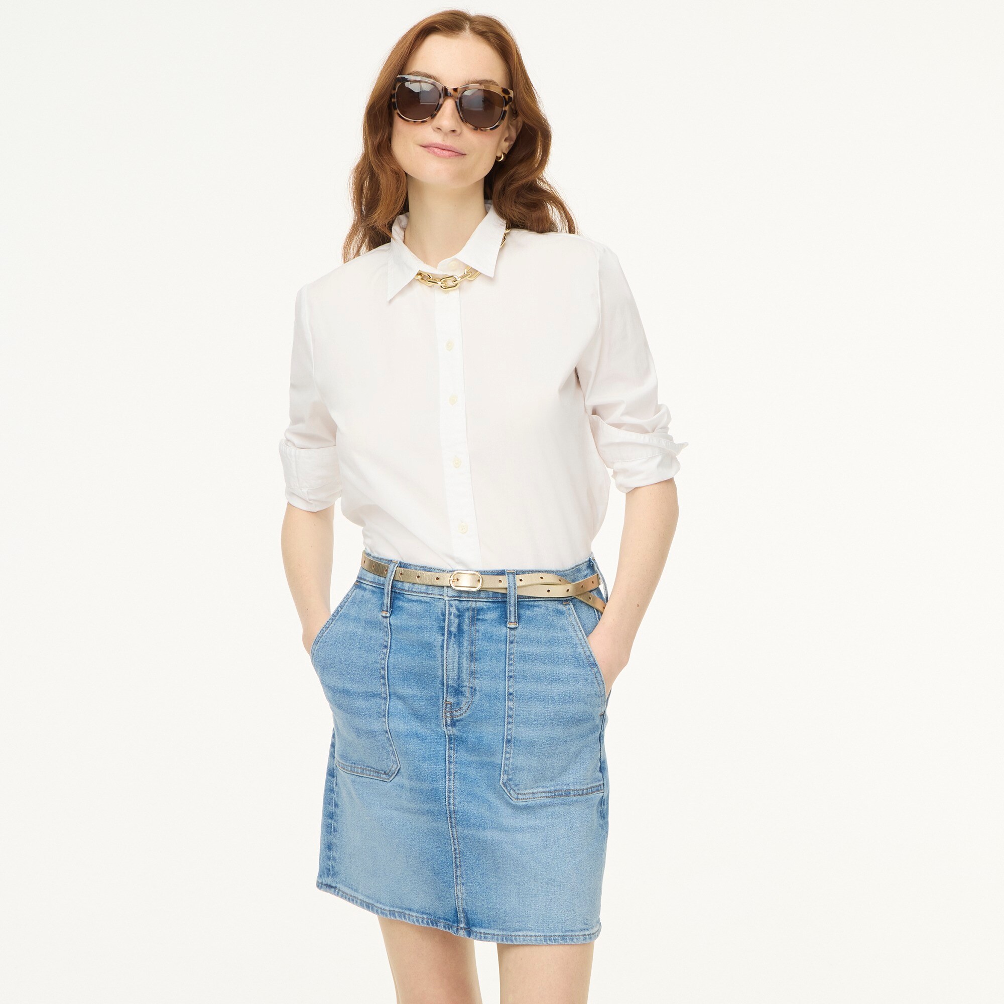  Utility denim mini skirt