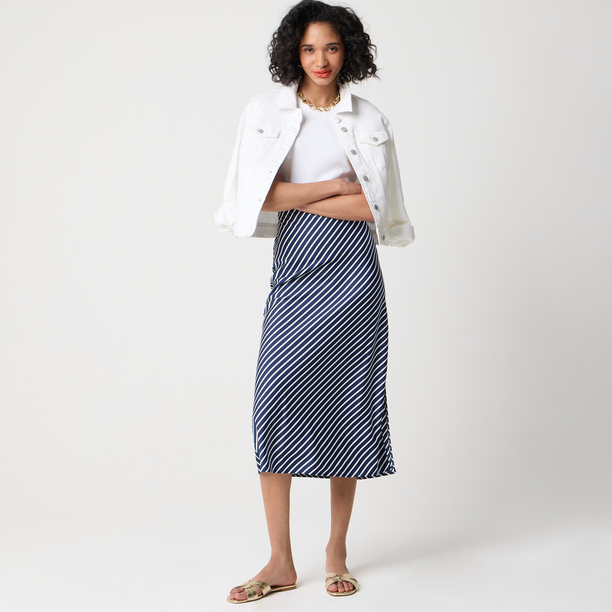 womens Striped maxi slip skirt