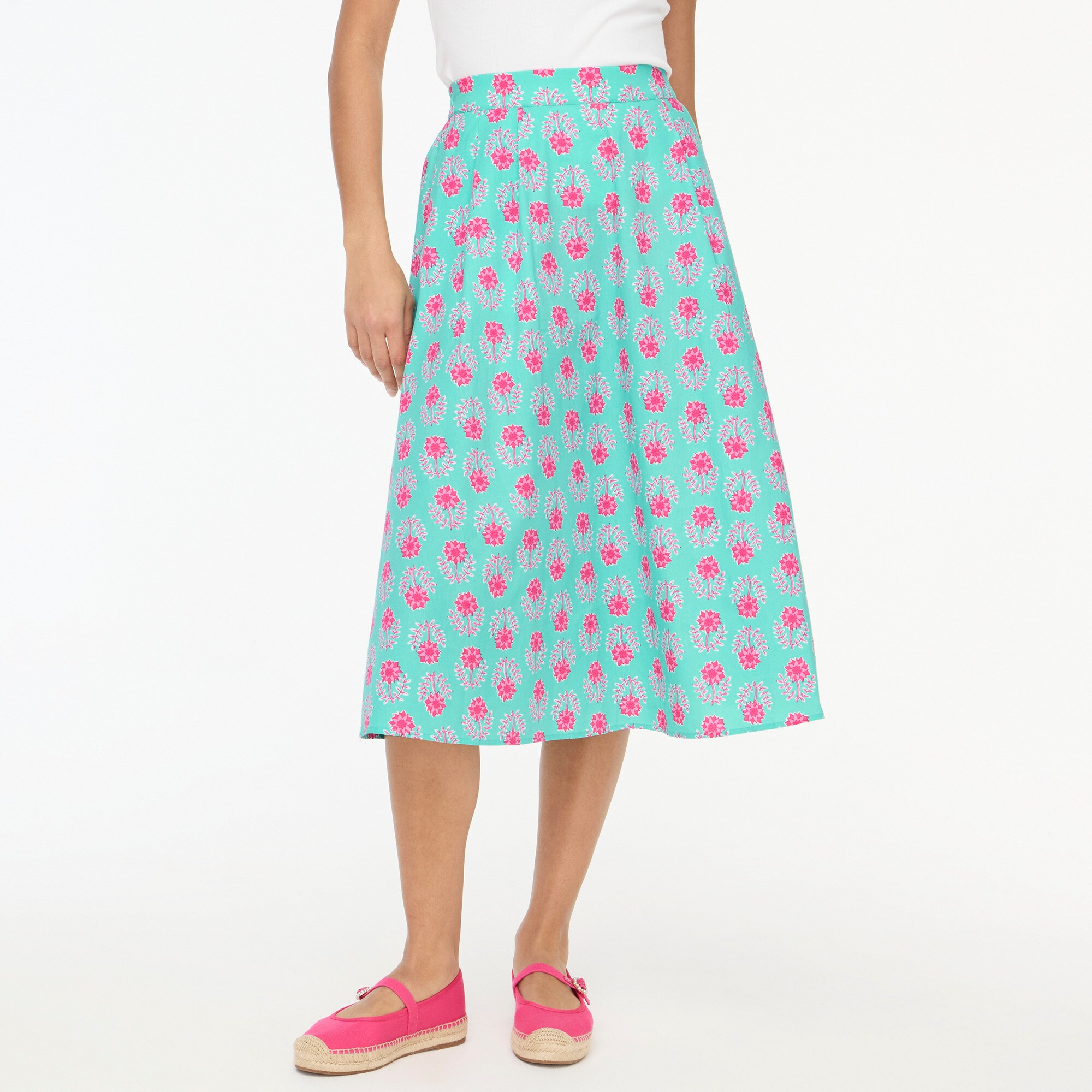 Printed poplin pleated mini skirt