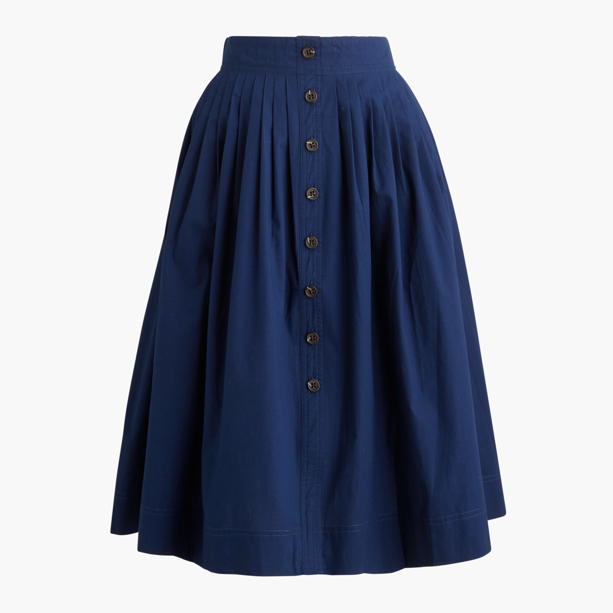 Pleated button-front midi skirt