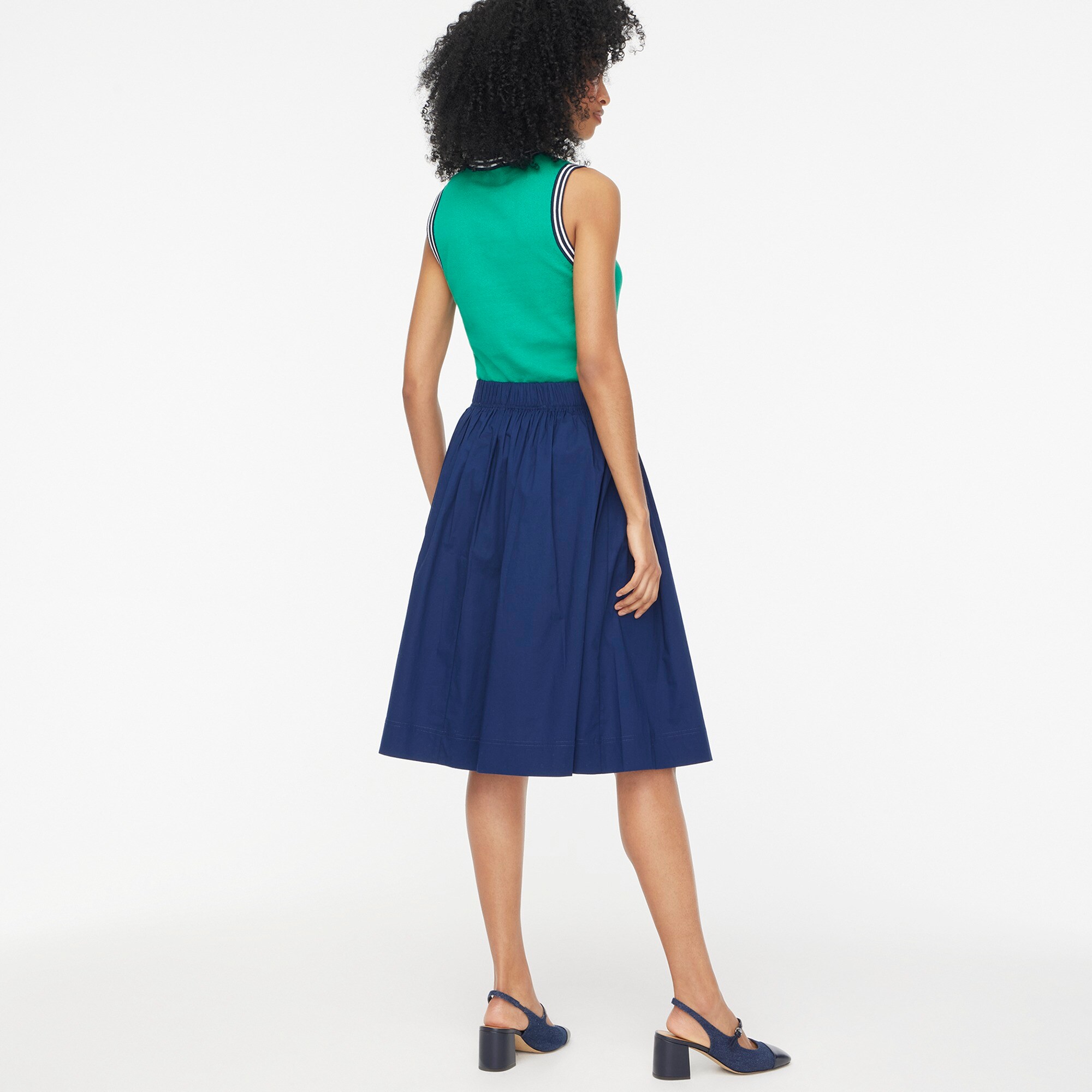 Pleated button-front midi skirt