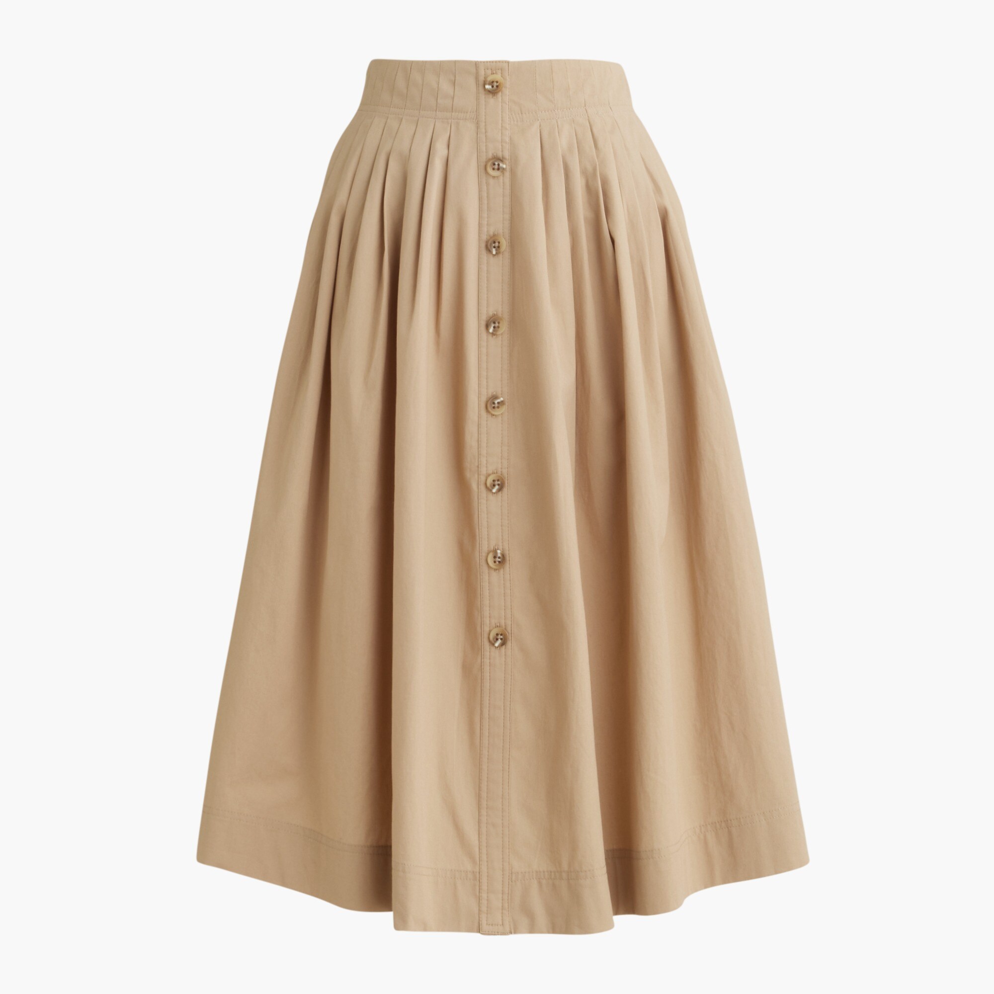 Pleated button-front midi skirt